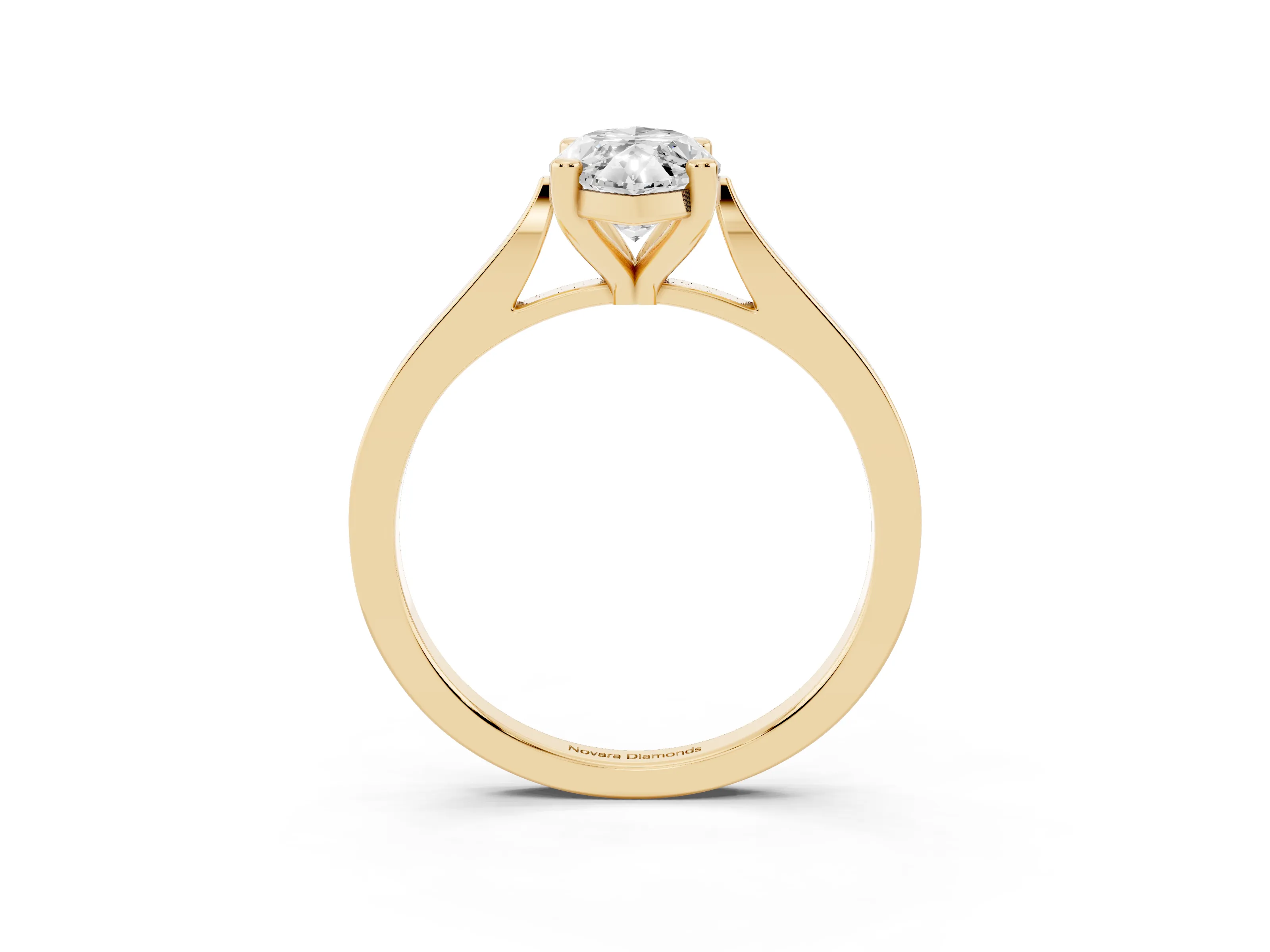 Marquise Cut Diamond Solitaire Ring Set in Yellow gold with Prong Setting and Tapered Band