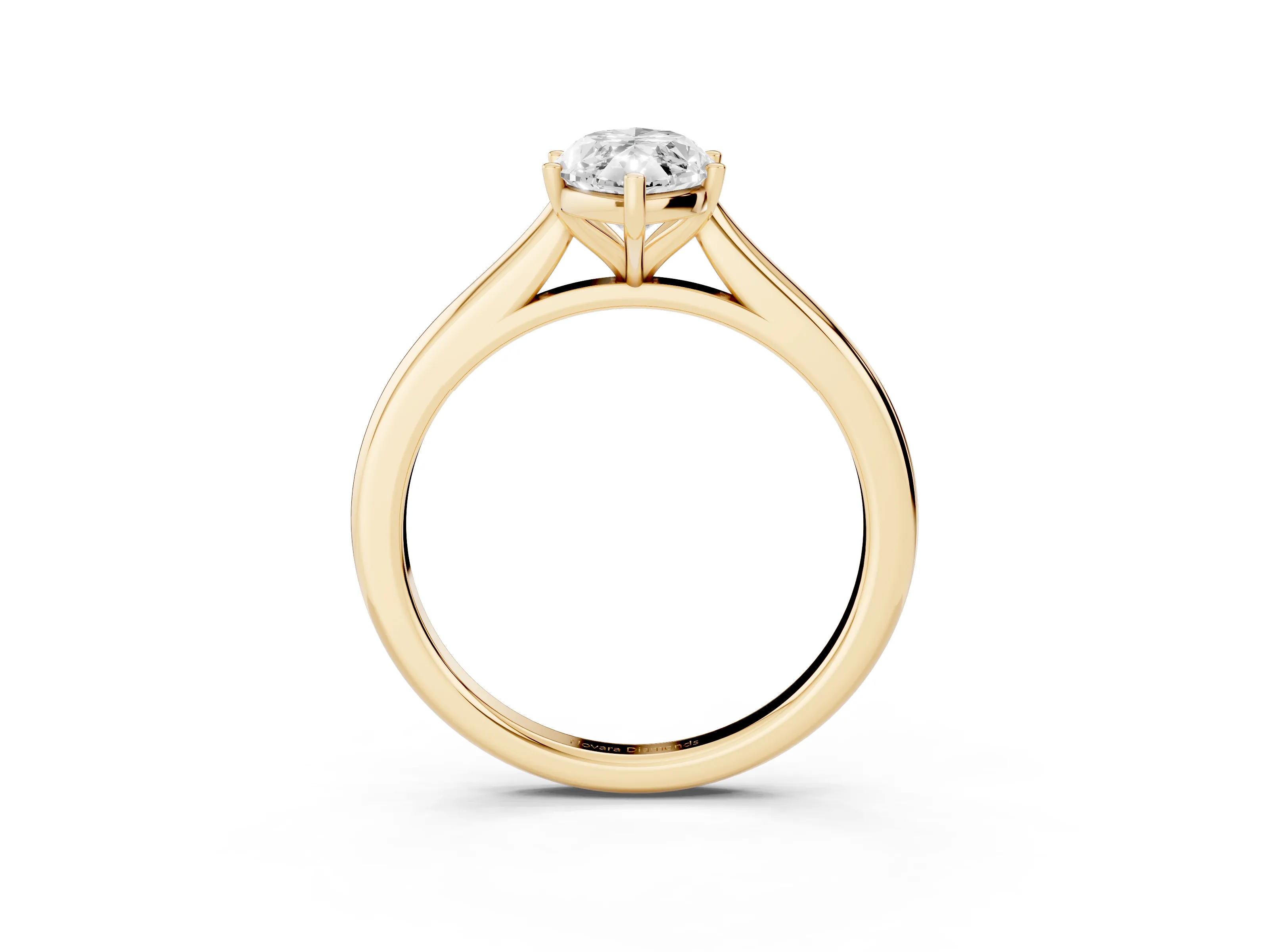 Marquise Cut Diamond Solitaire Ring Set in Yellow gold with Cathedral Band and Prong Setting