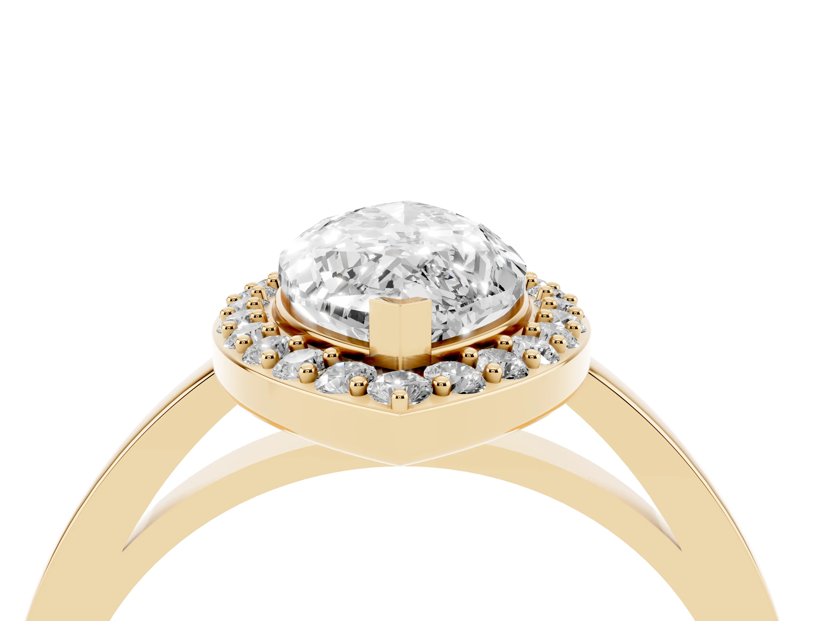 Marquise Cut Diamond Halo Ring Set in Yellow gold with Solitaire Band and Prong Setting