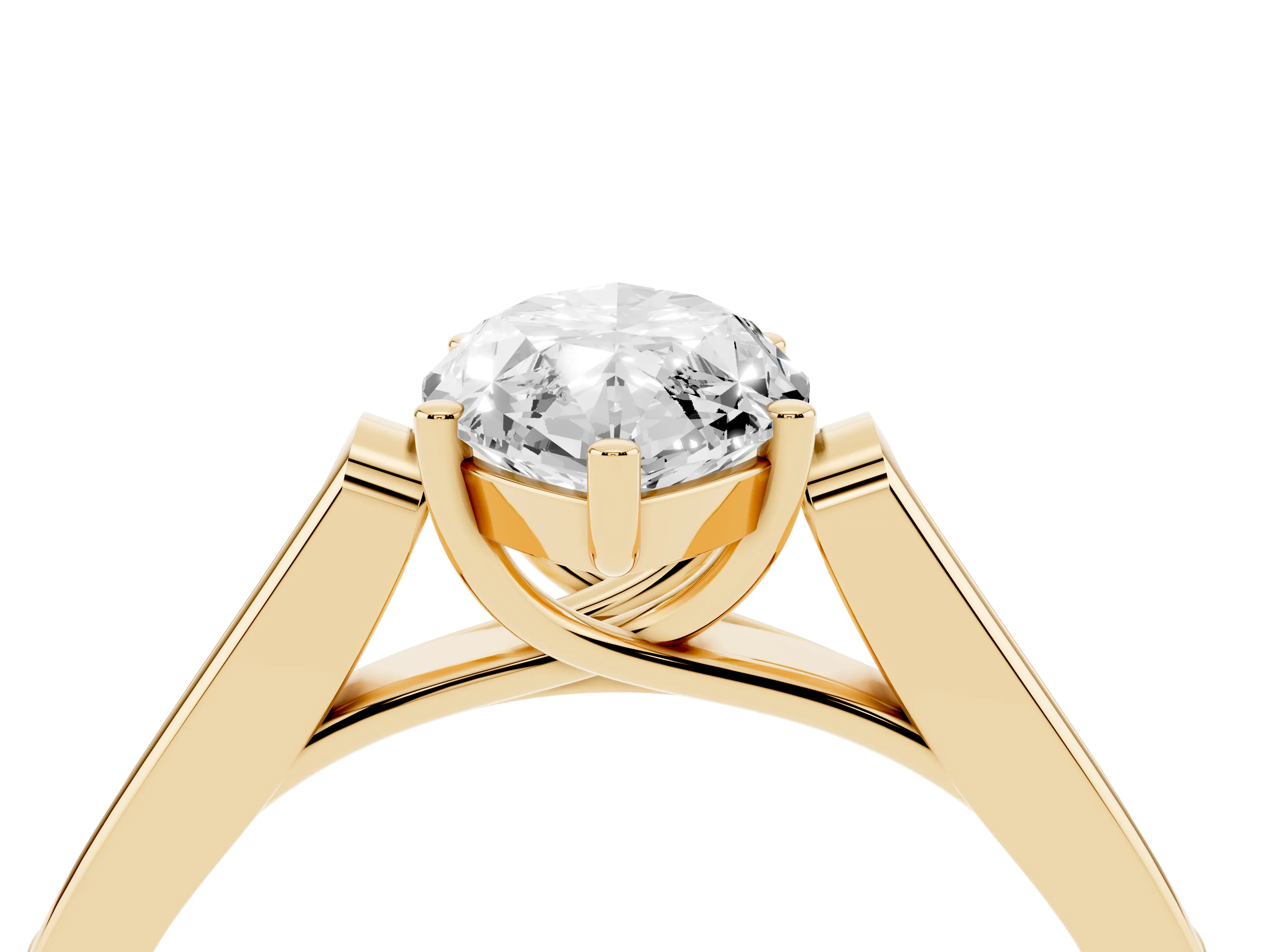 Marquise Cut Diamond Solitaire Cathedral Engagement Ring Set in Yellow gold with Channel-Set Band and Prong Setting