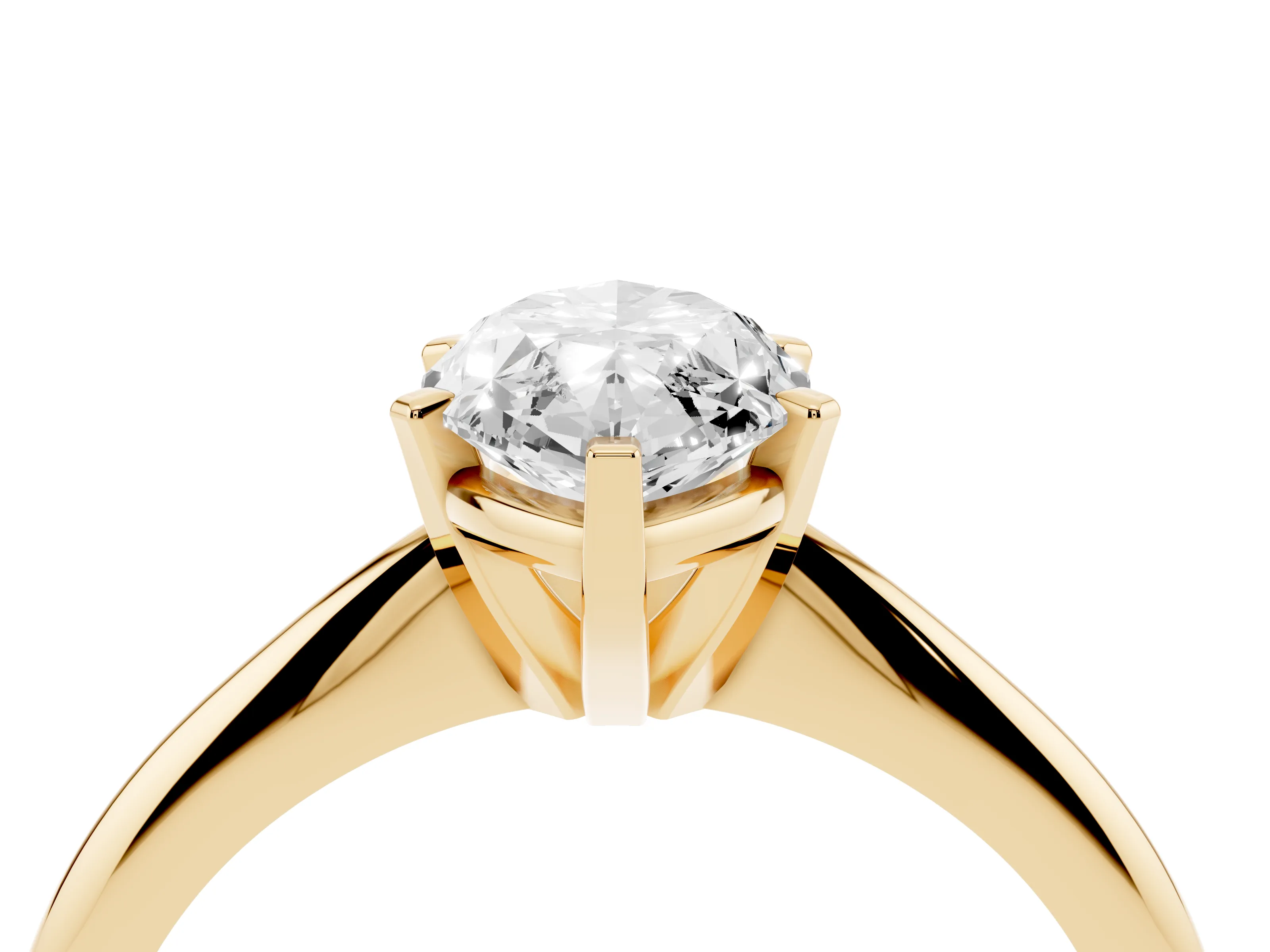Marquise Cut Diamond Solitaire Ring Set in Yellow gold with Prong Setting on a Plain Round Band