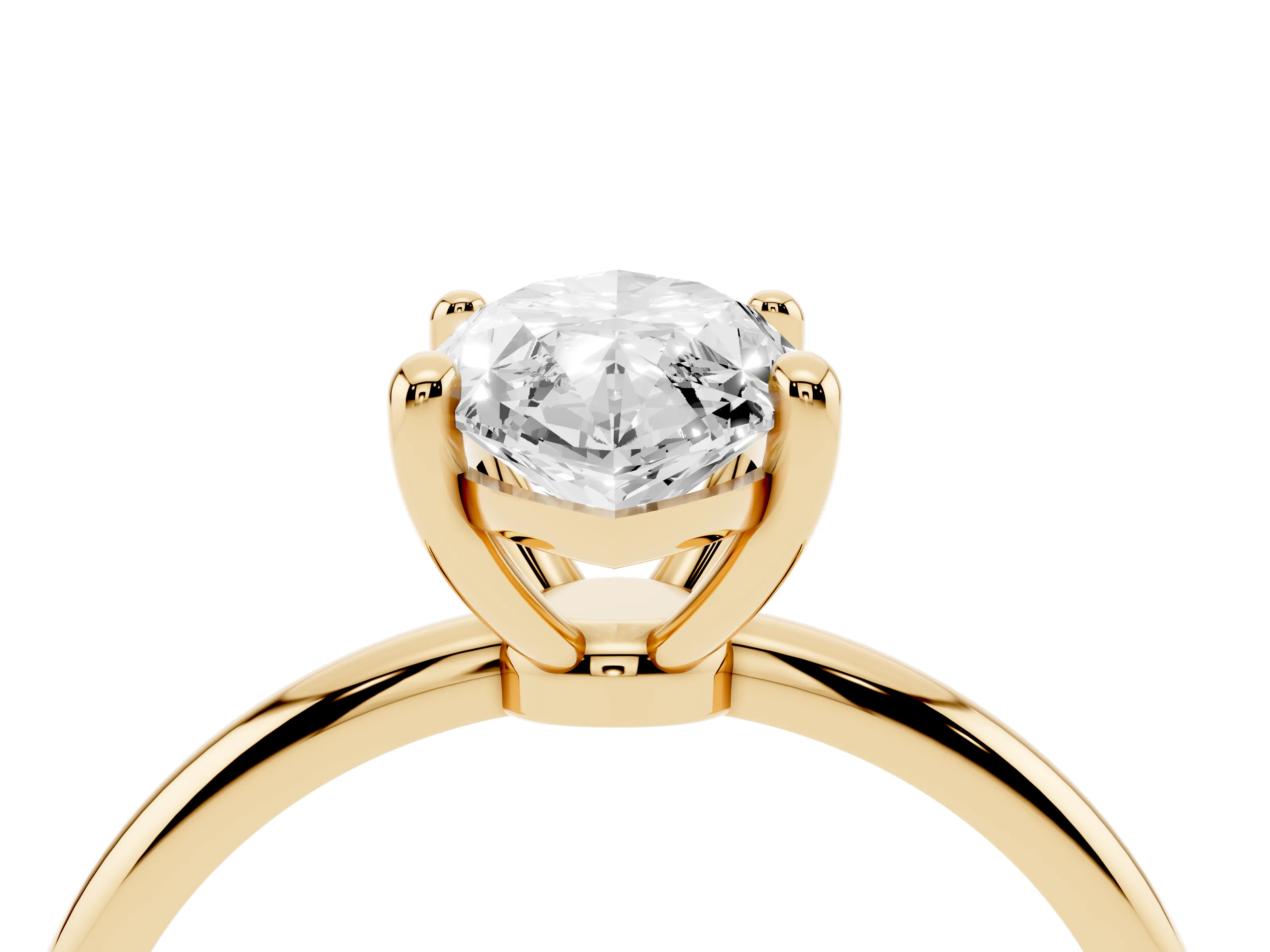 Marquise Cut Diamond Solitaire Ring Set in Yellow gold with Secure Prong Setting on a Classic Band