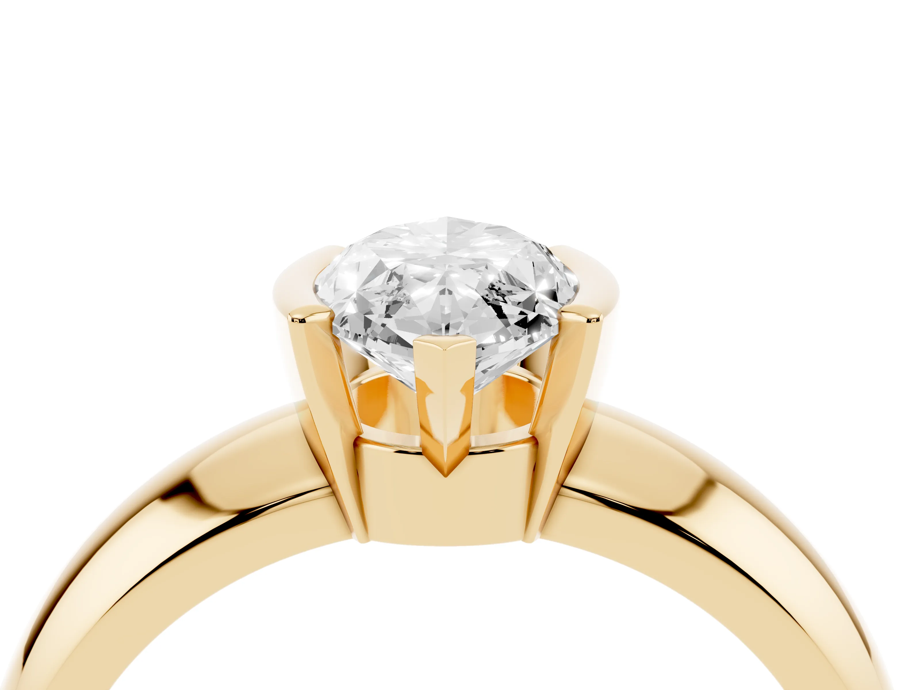 Marquise Cut Diamond Solitaire Tension Set Ring Set in Yellow gold with Wide Band