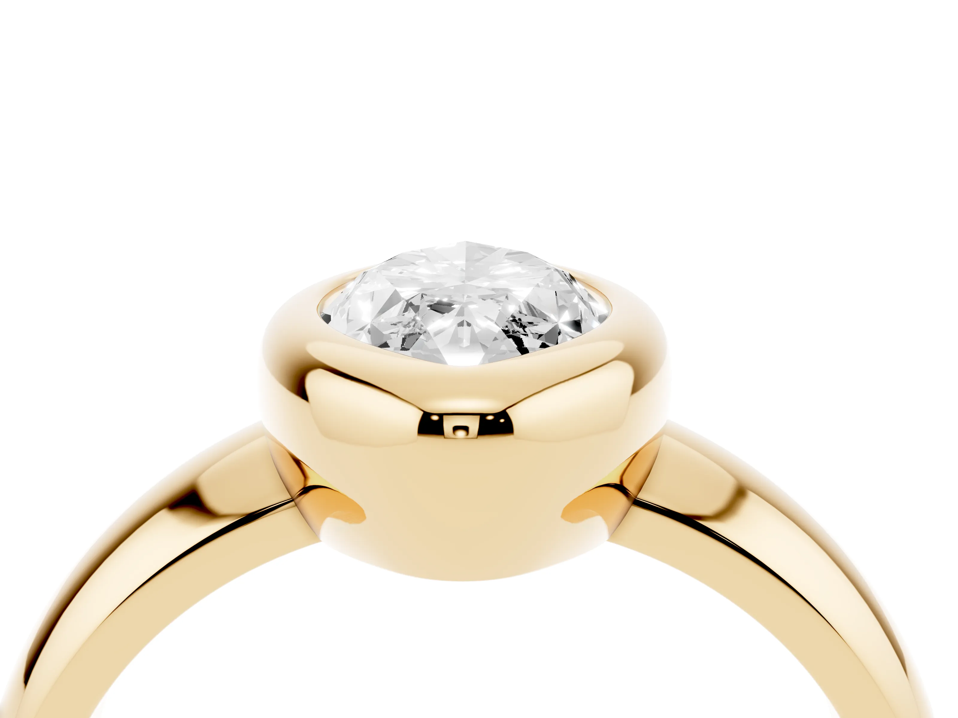 Bezel Set Marquise Cut Diamond Solitaire Ring Set in Yellow gold with Wide Band