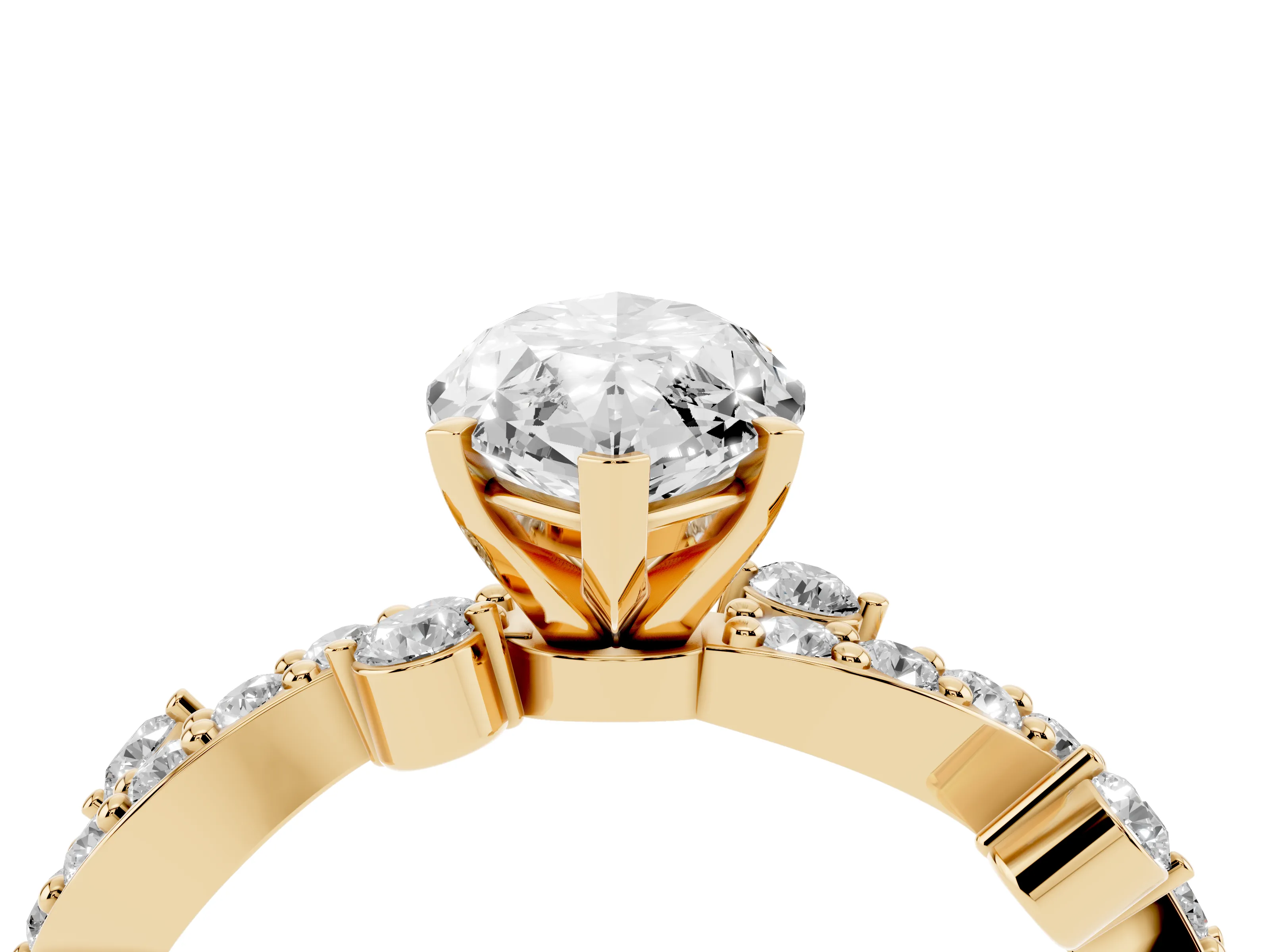 Marquise Cut Diamond Solitaire Twisted Band Set in Yellow gold with Pavé Setting