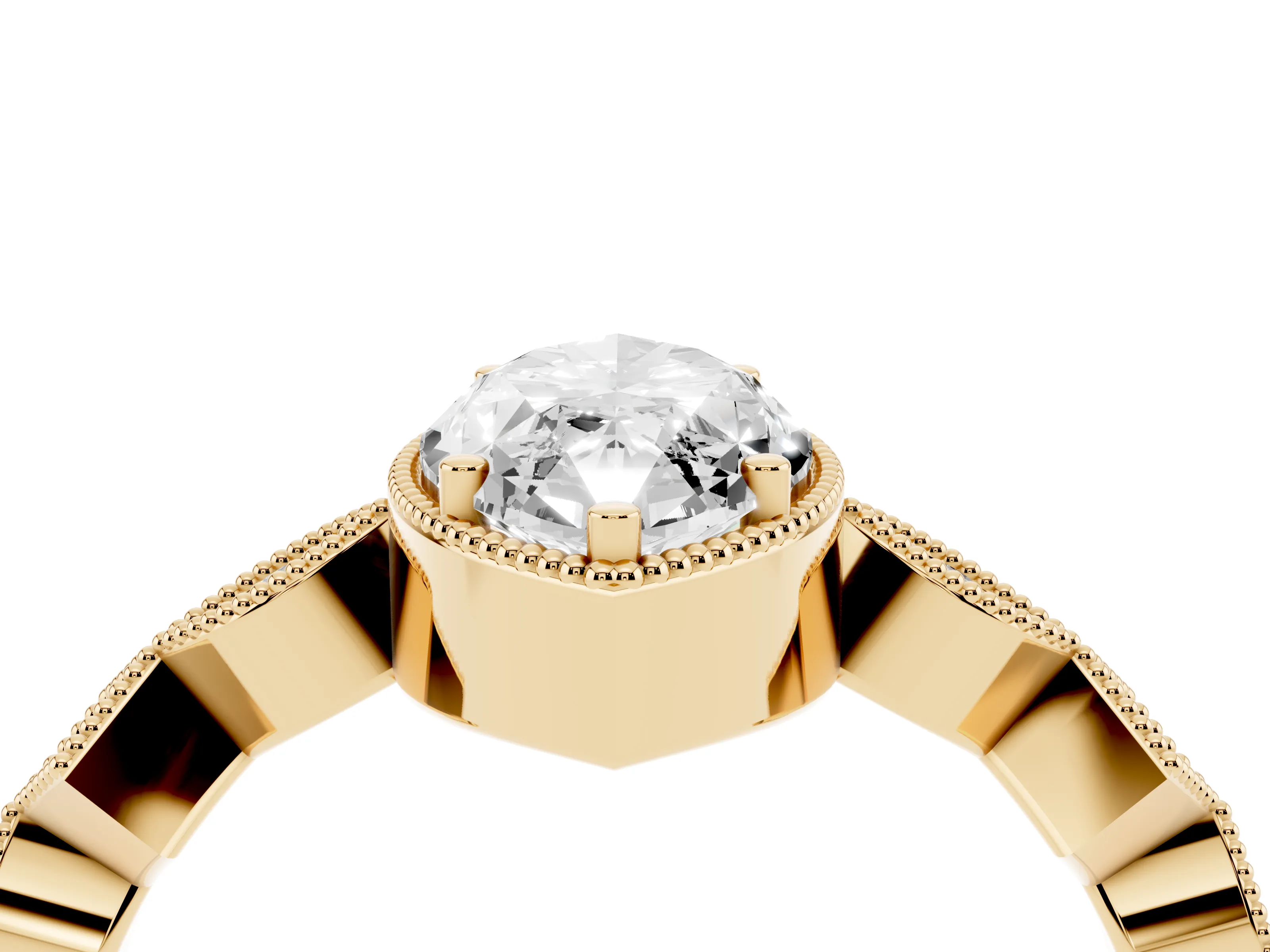 Marquise Cut Diamond Milgrain Marquise Twist Band Ring Set in Yellow gold with Prong Setting