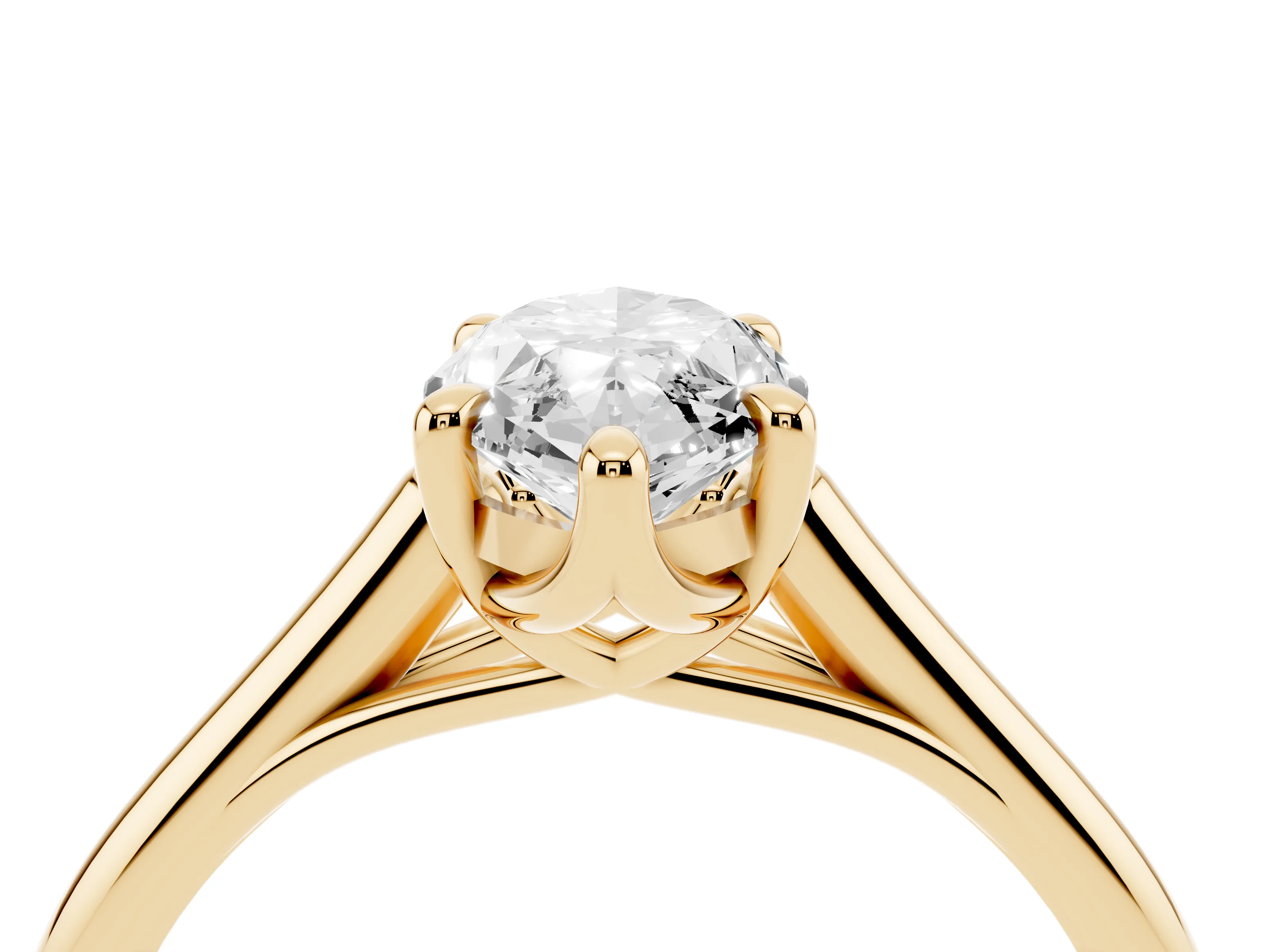 Marquise Cut Diamond Solitaire Engagement Ring Set in Yellow gold with Prong Setting and Plain Classic Band