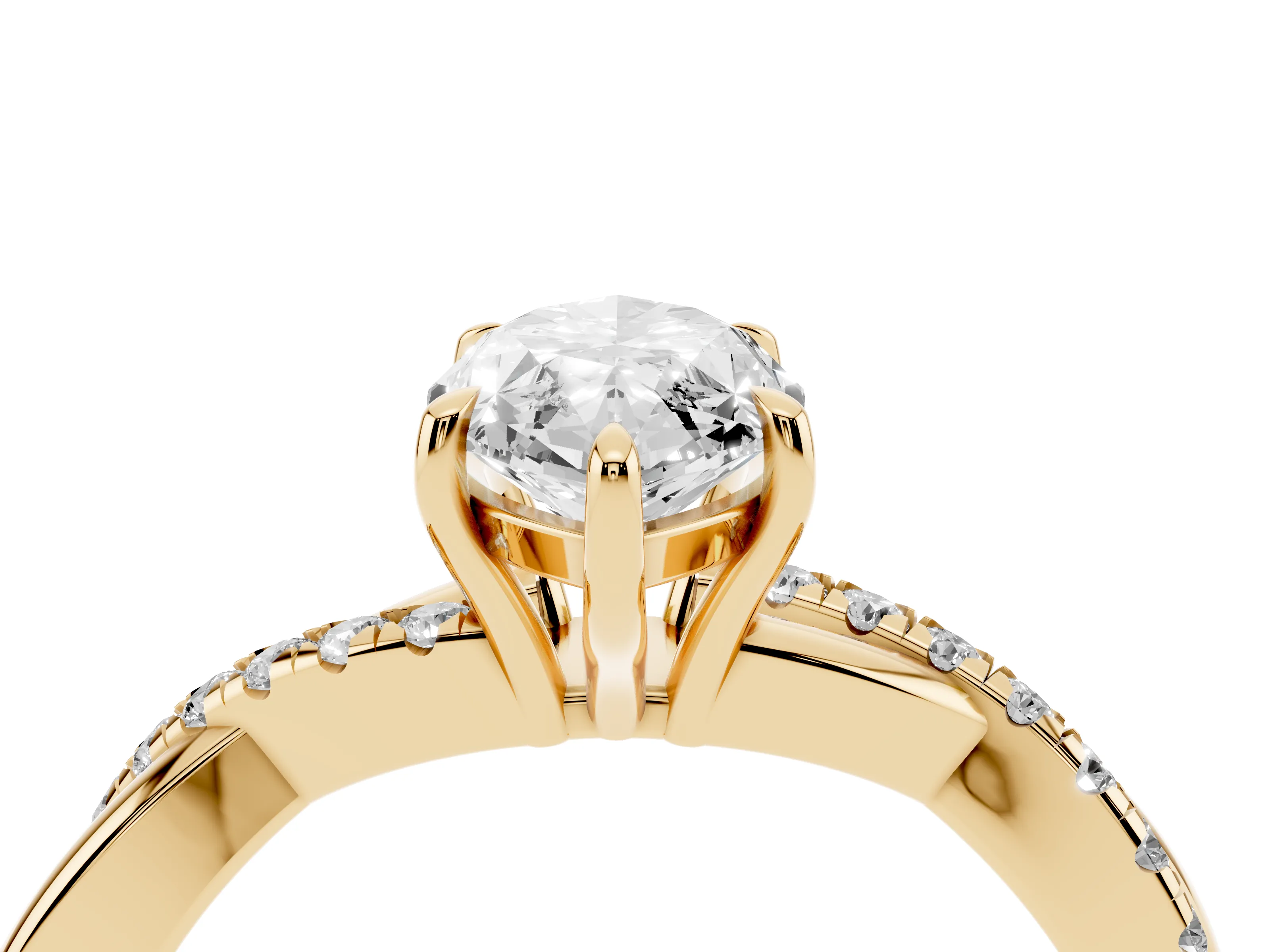 Marquise Cut Diamond Twisted Pavé Band Ring Set in Yellow gold with Prong Setting
