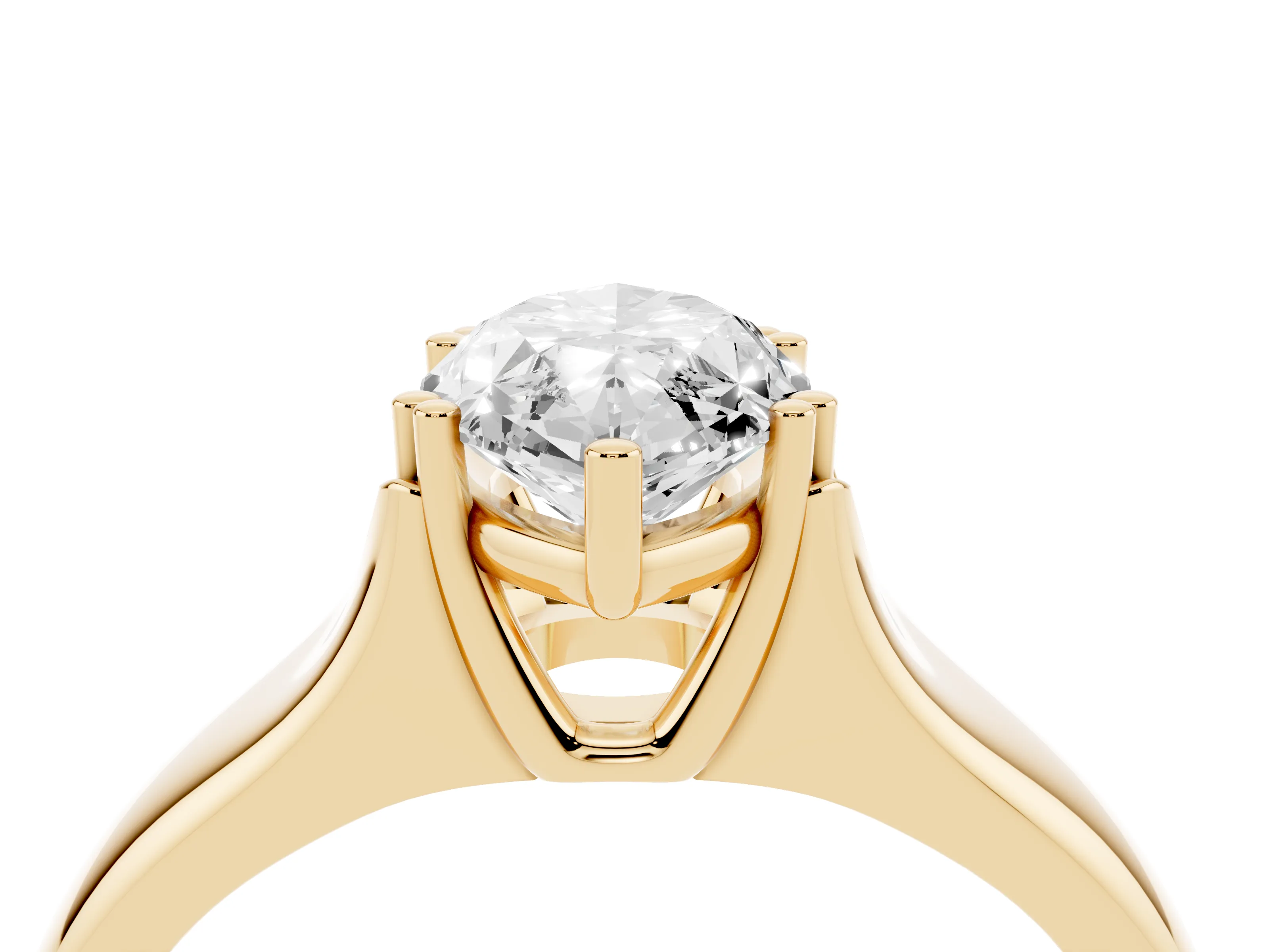 Marquise Cut Diamond Solitaire Ring Set in Yellow gold with Wide Band and Prong Setting