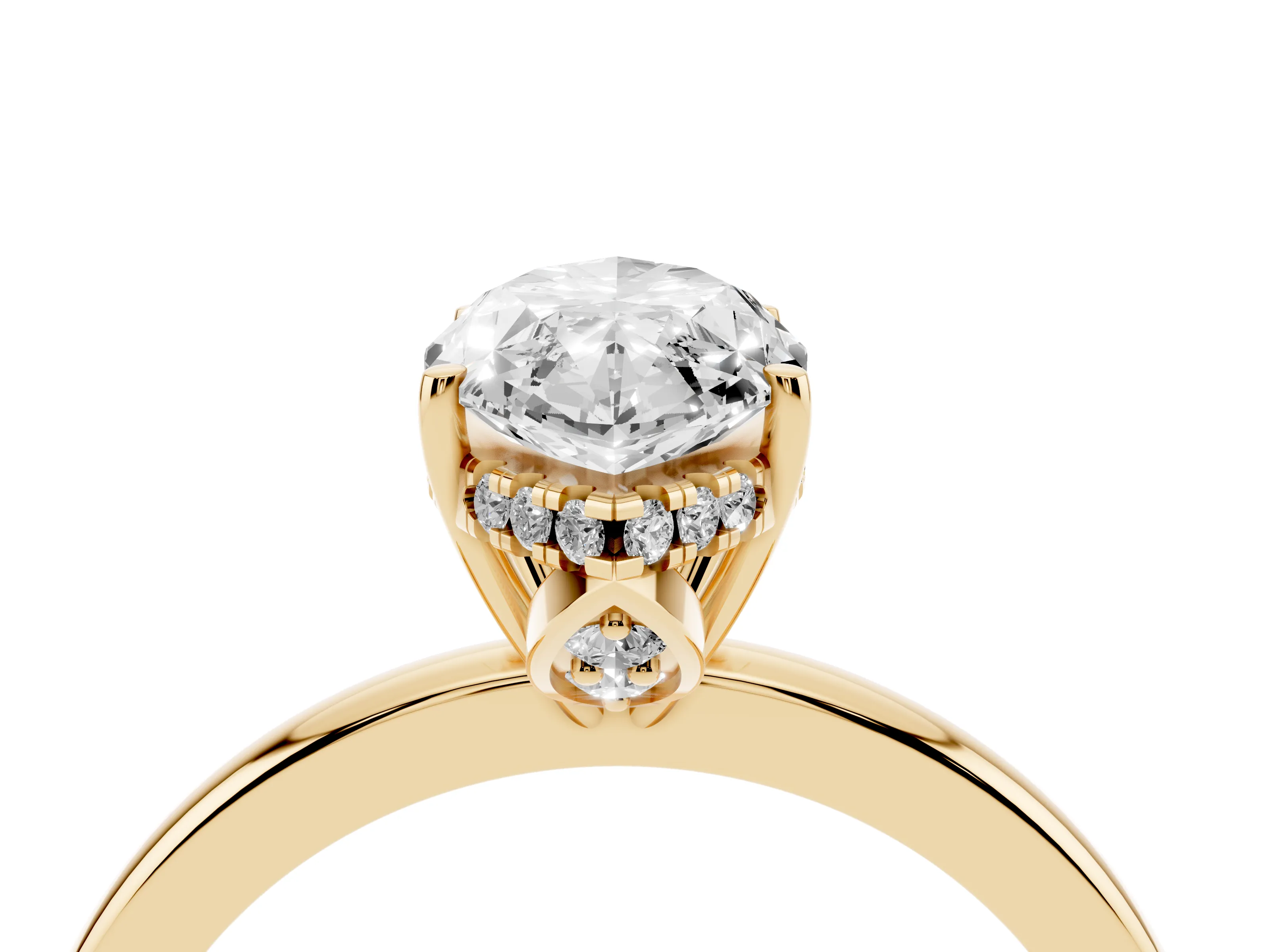 Marquise Cut Diamond Solitaire Ring Set in Yellow gold with Plain Band and Prong Setting