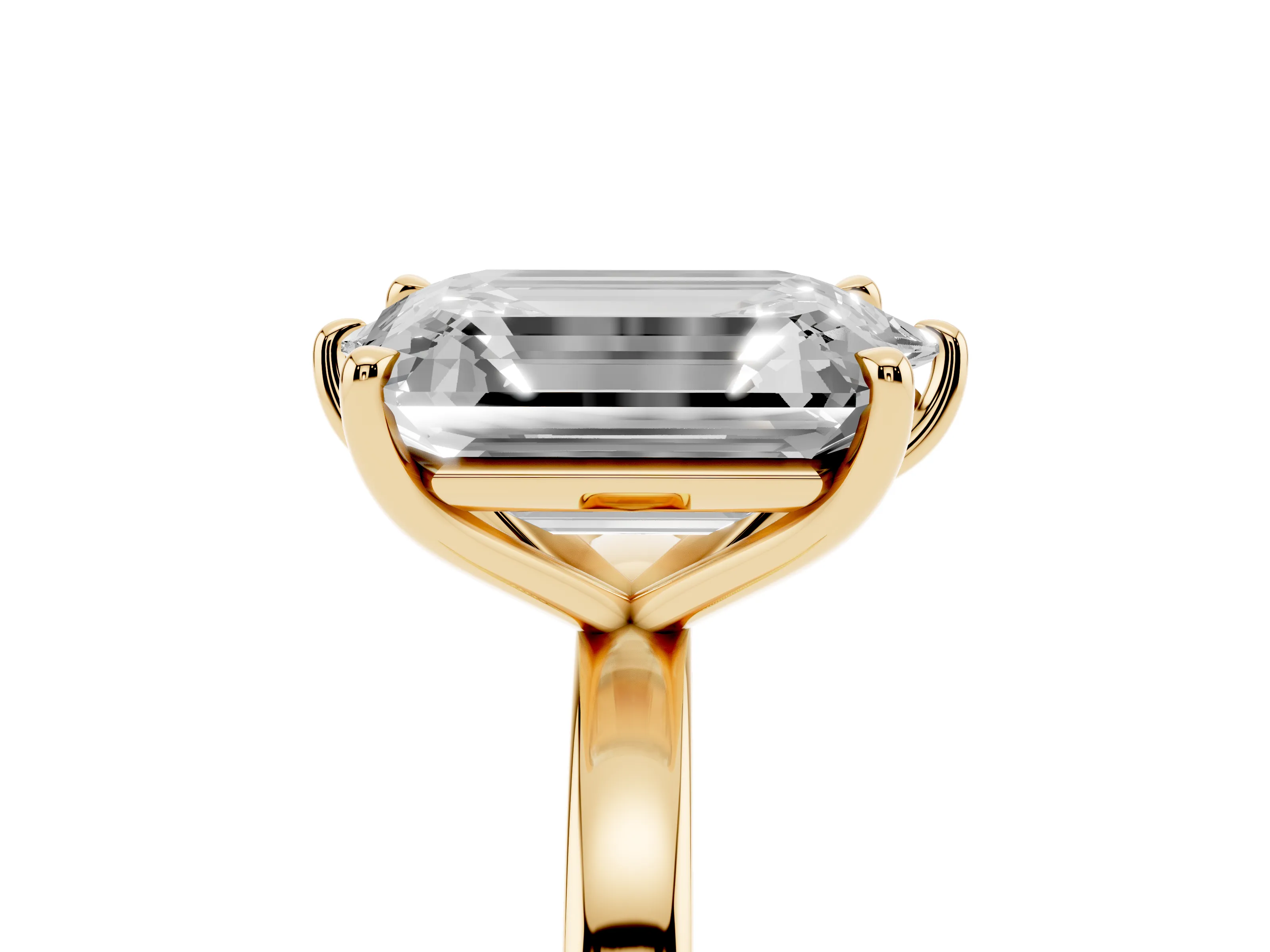 Marquise Cut and Emerald Cut Toi Moi Ring Set in Yellow gold with Prong Setting