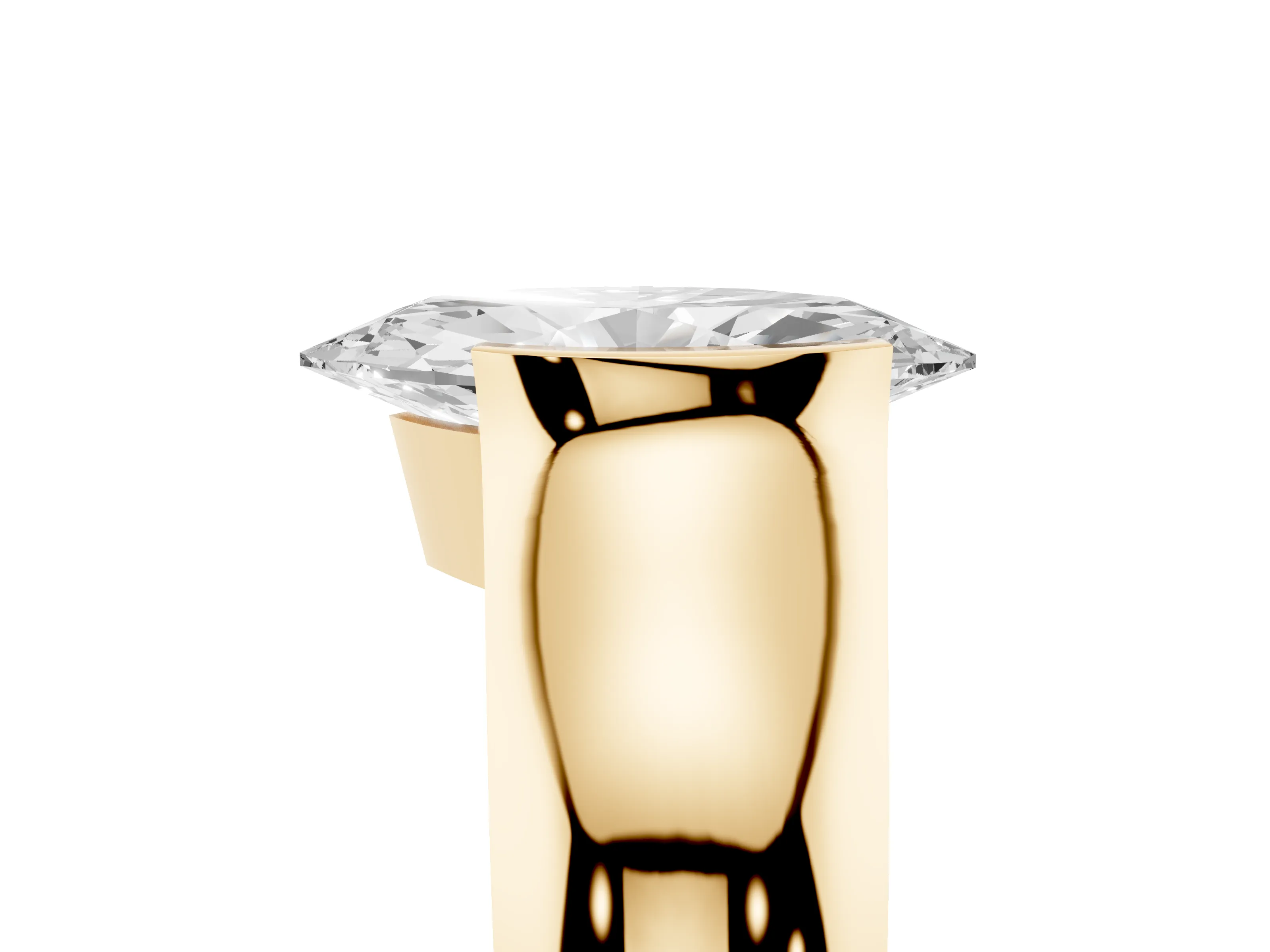 Marquise Cut Diamond Bezel Solitaire Ring Set in Yellow gold with Wide Band
