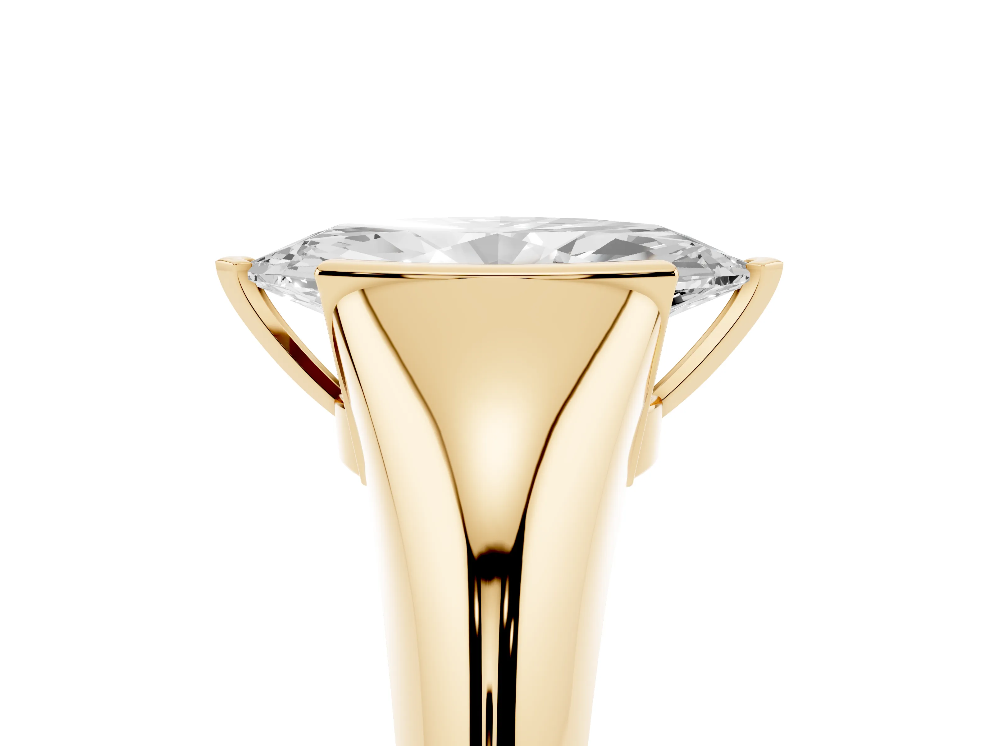 Marquise Cut Diamond Solitaire Tension Set Ring Set in Yellow gold