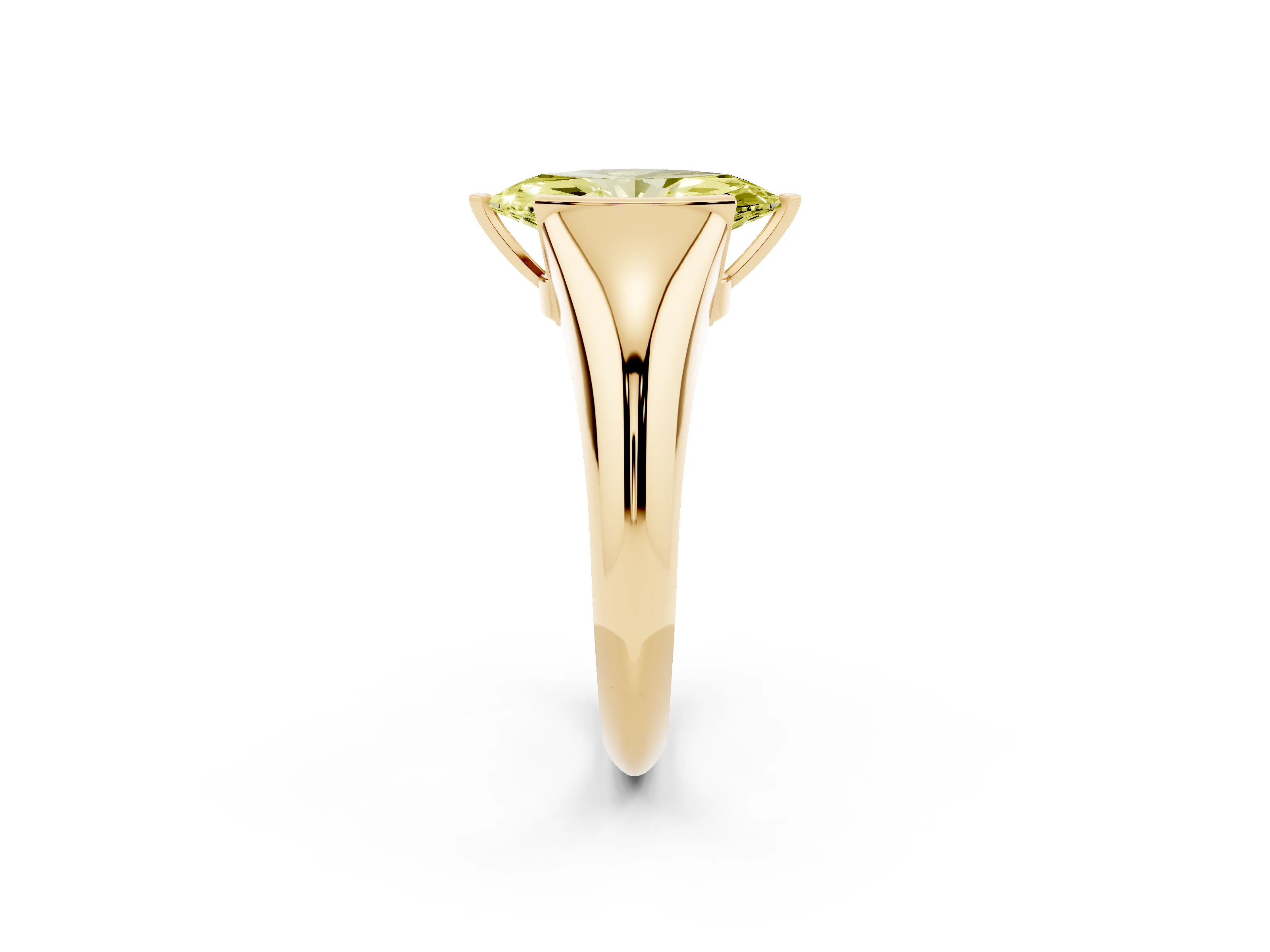 Fancy Yellow Marquise Cut Diamond Solitaire Tension Set Ring Set in Yellow gold