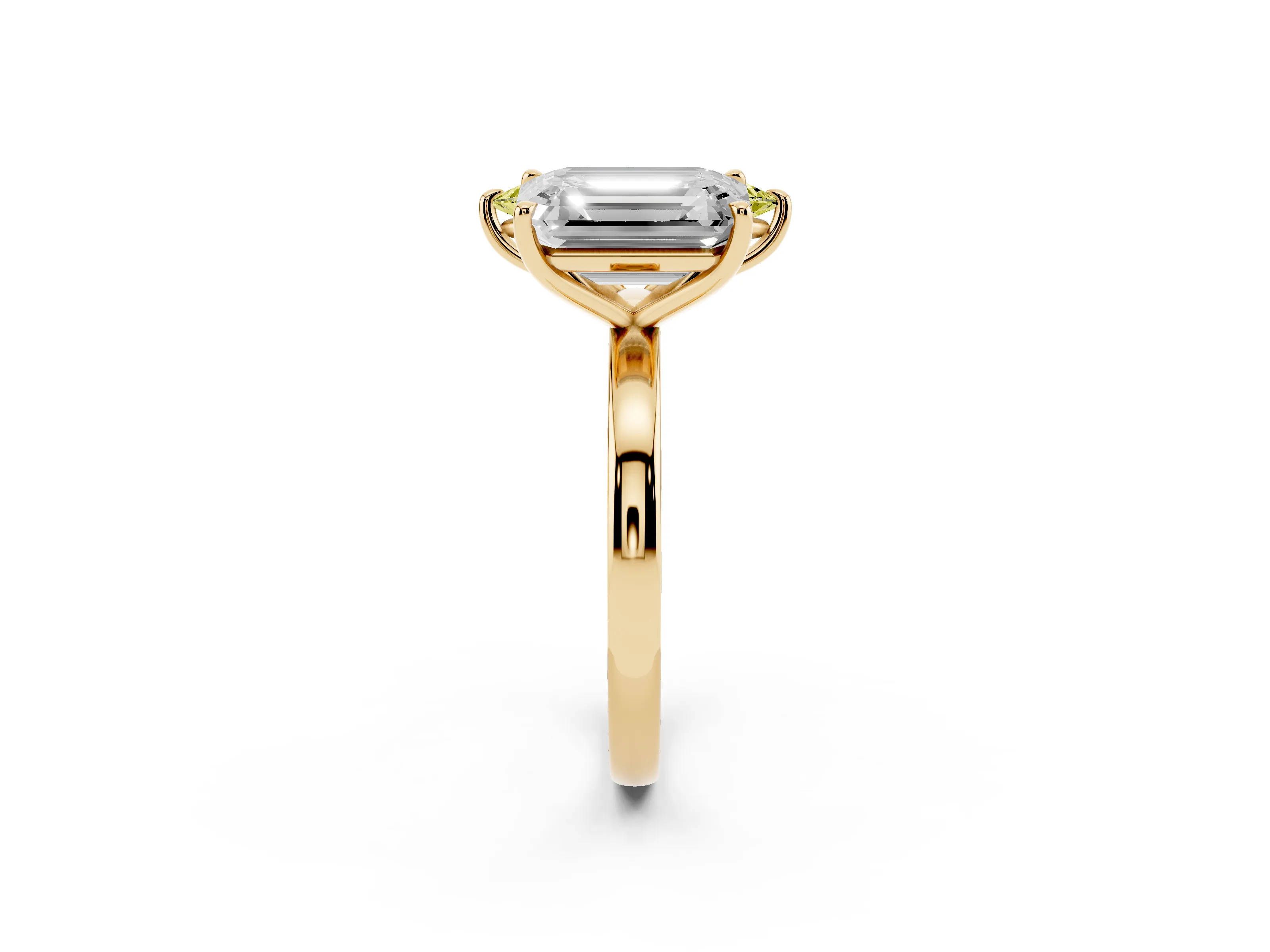 Fancy Yellow Marquise Cut and Emerald Cut Toi Moi Ring Set in Yellow gold with Prong Setting