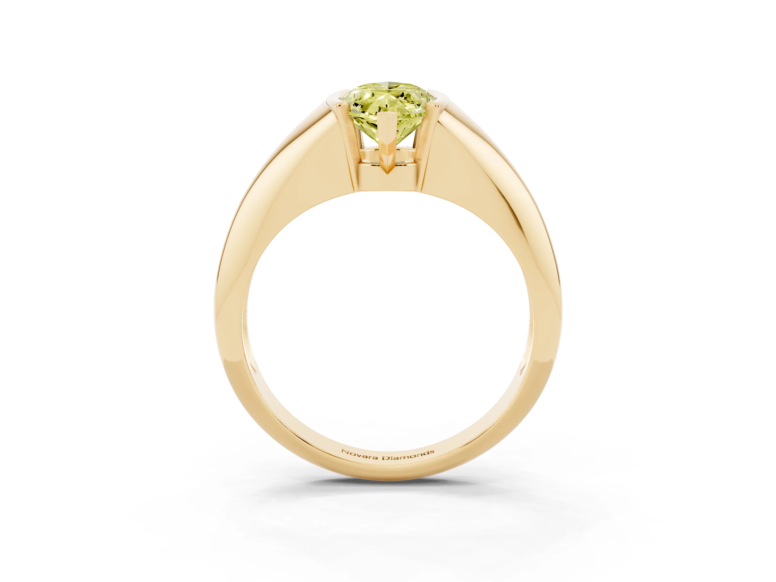 Fancy Yellow Marquise Cut Diamond Solitaire Tension Set Ring Set in Yellow gold