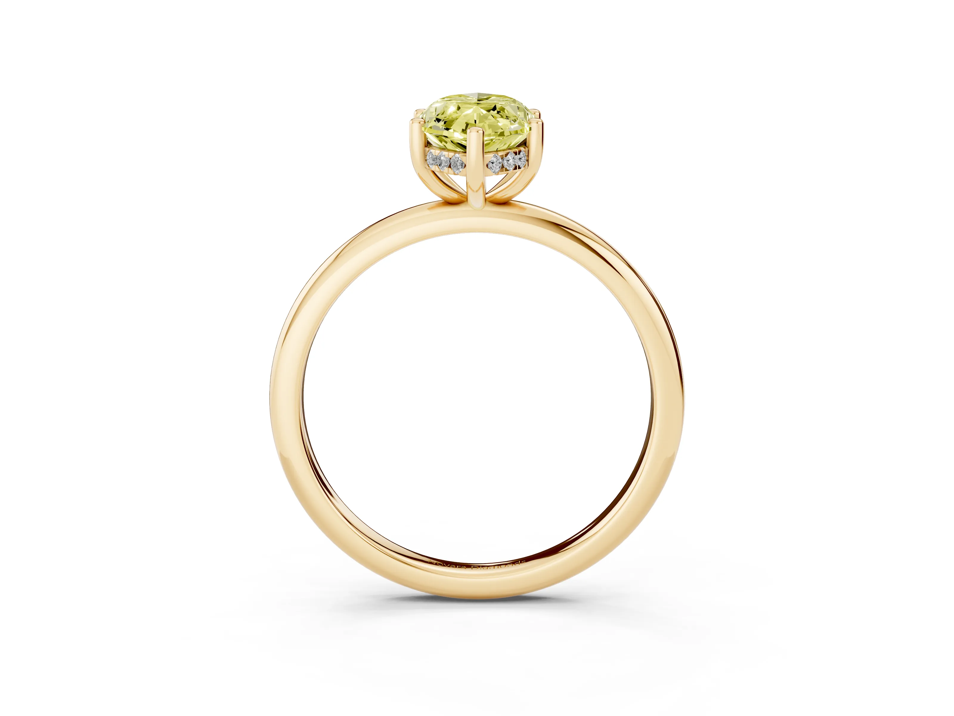 Fancy Yellow Marquise Cut Diamond Solitaire Engagement Ring Set in Yellow gold with Prong Setting and Polished Band