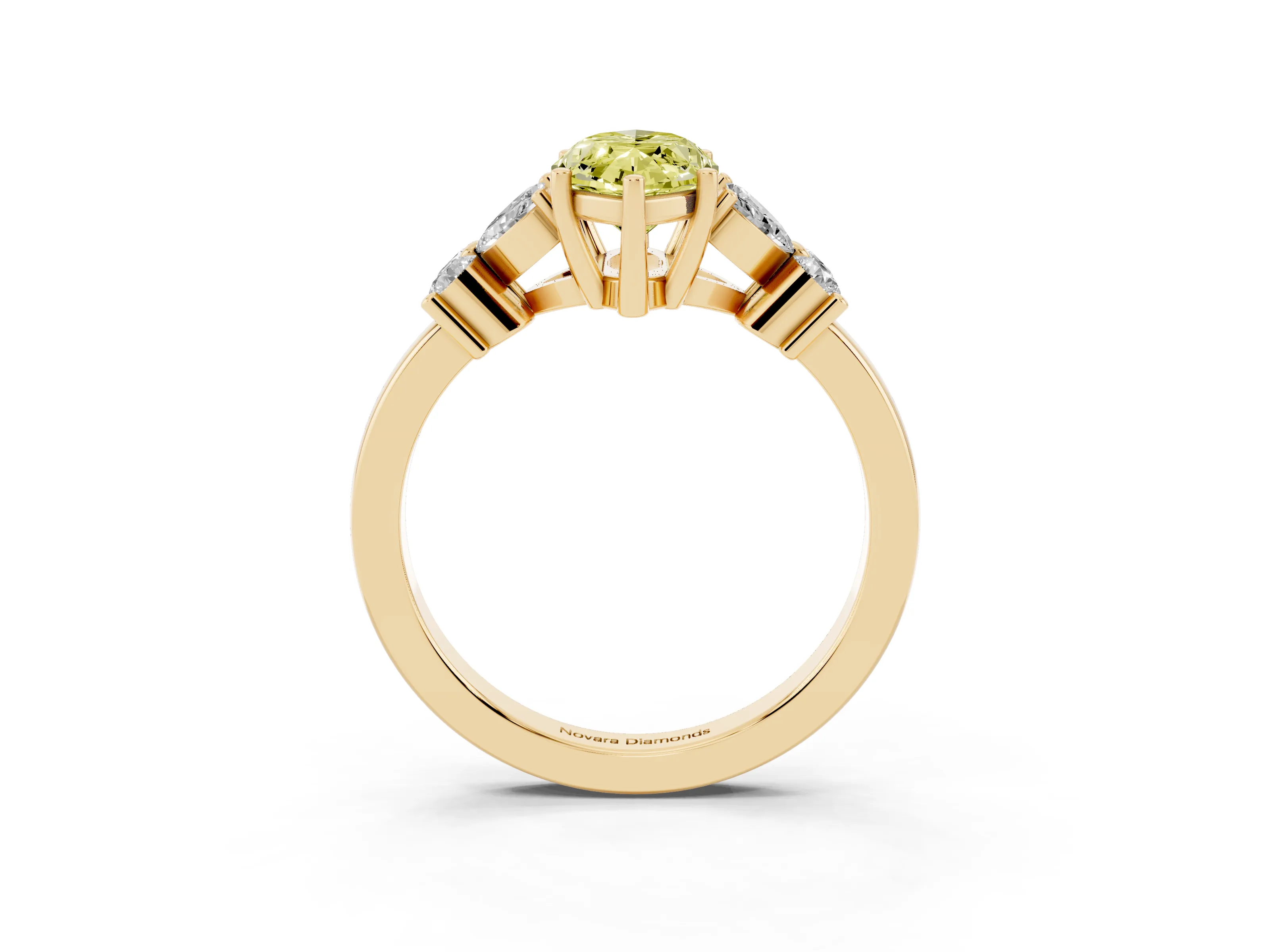 Fancy Yellow Marquise Cut Diamond Floral Cluster Ring Set in Yellow gold with Marquise Petals and Prong Setting