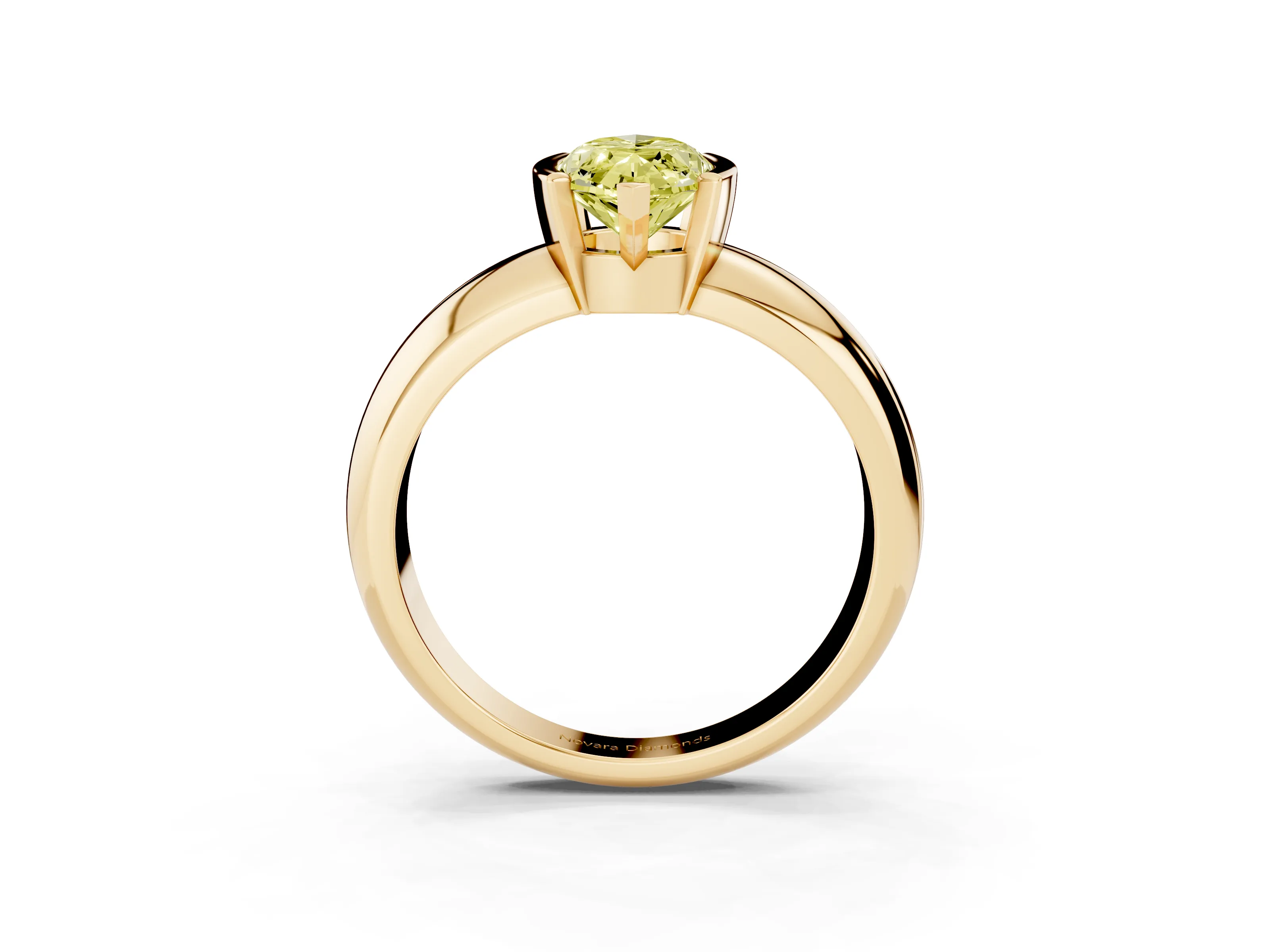 Fancy Yellow Marquise Cut Diamond Solitaire Tension Set Ring Set in Yellow gold with Wide Band