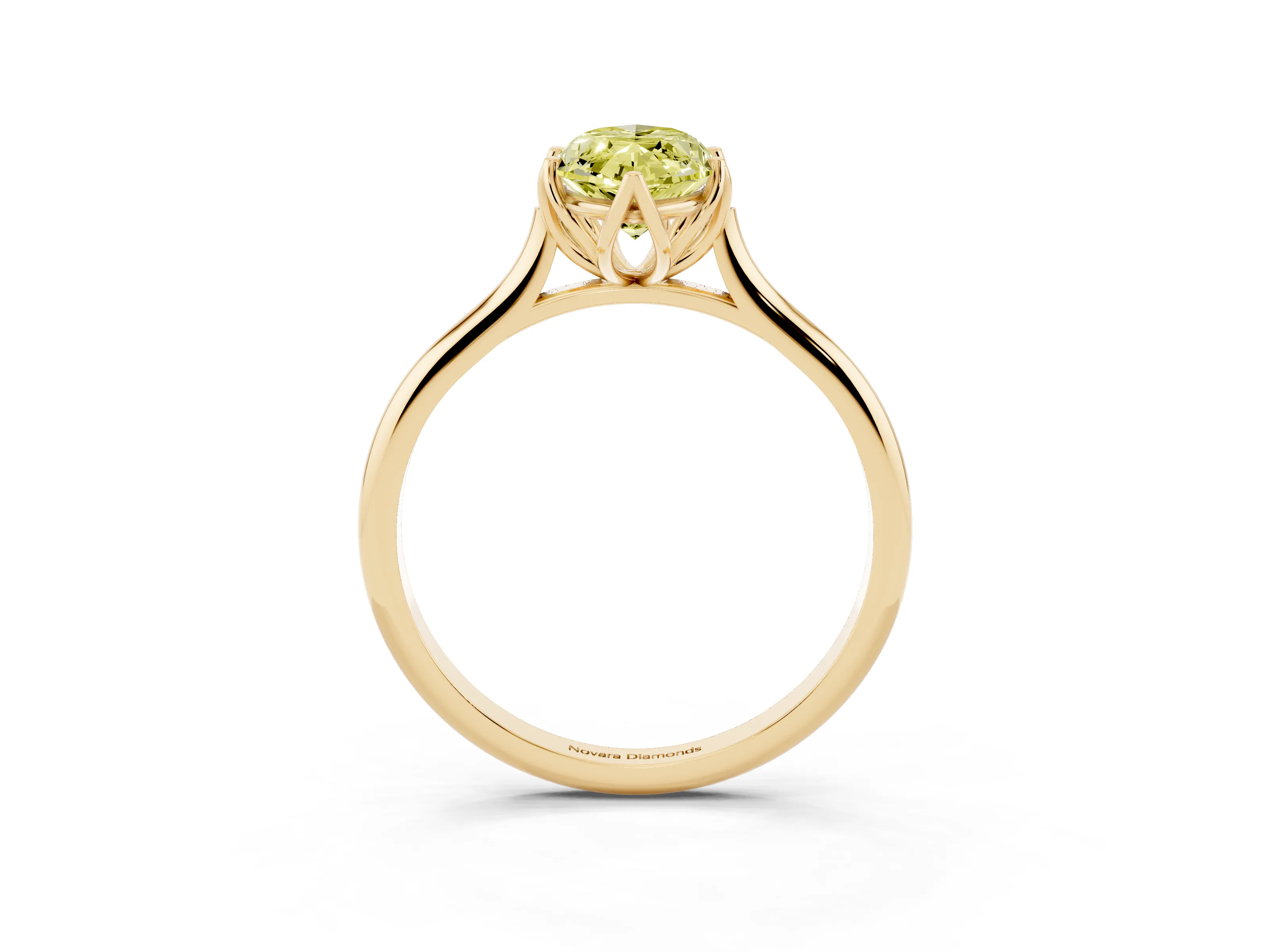 Fancy Yellow Marquise Cut Diamond Solitaire Cathedral Ring Set in Yellow gold with Prong Setting