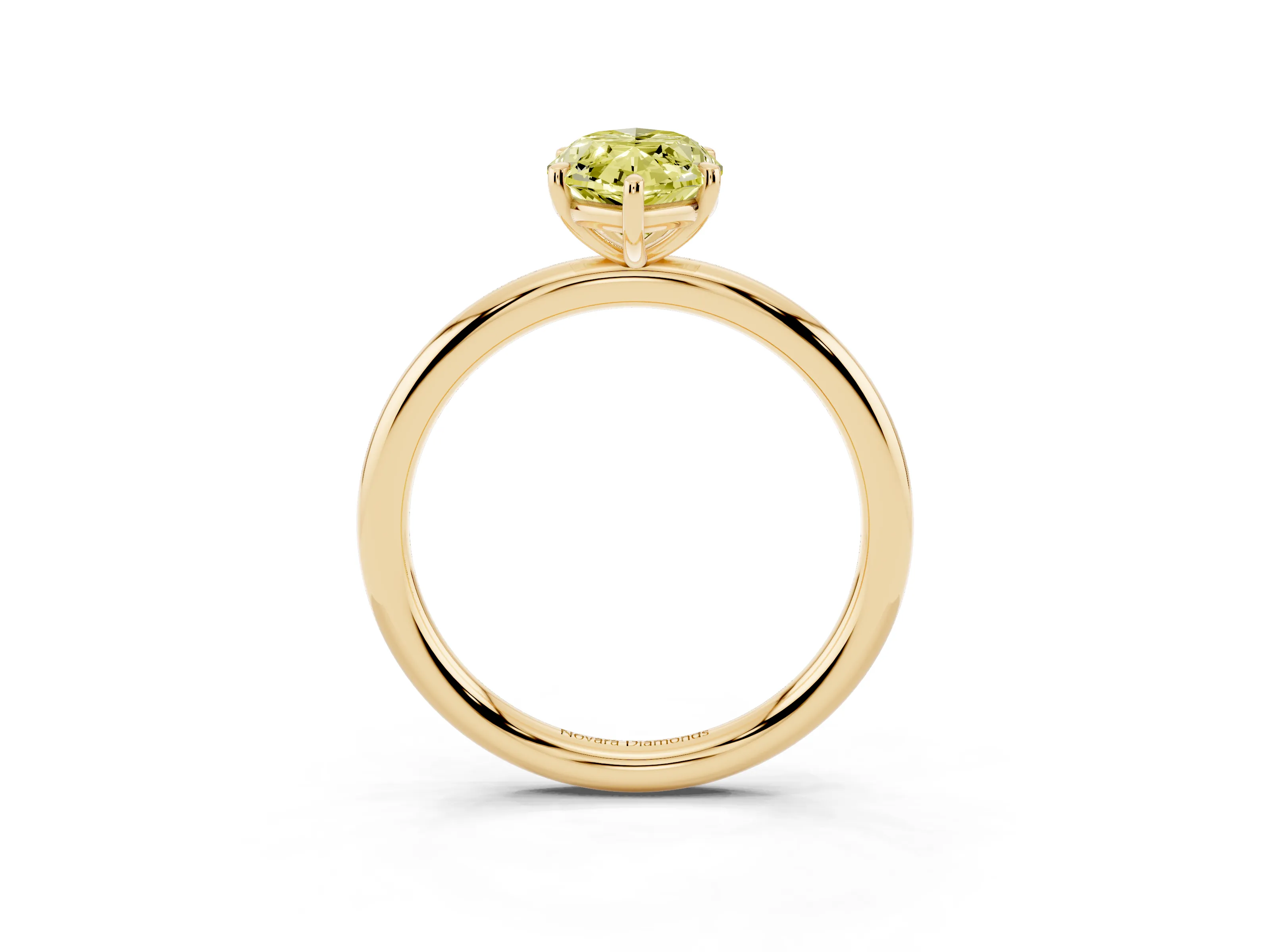 Fancy Yellow Marquise Cut Diamond Solitaire Ring Set in Yellow gold with Prong Setting on a Polished Plain Band