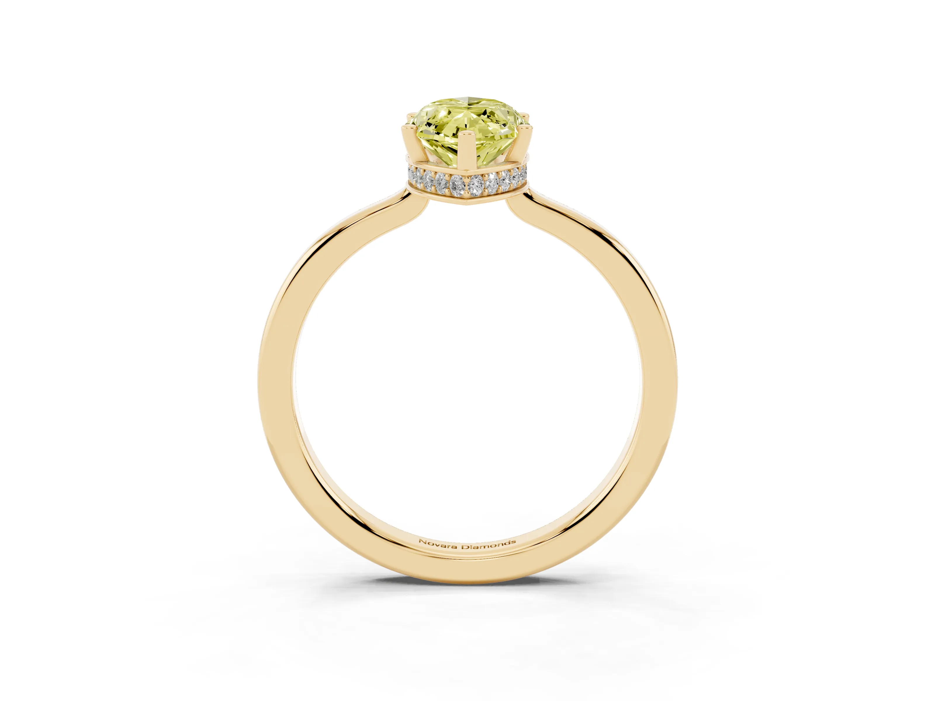 Fancy Yellow Marquise Cut Diamond Solitaire Engagement Ring Set in Yellow gold with Prong Setting on a Plain Band