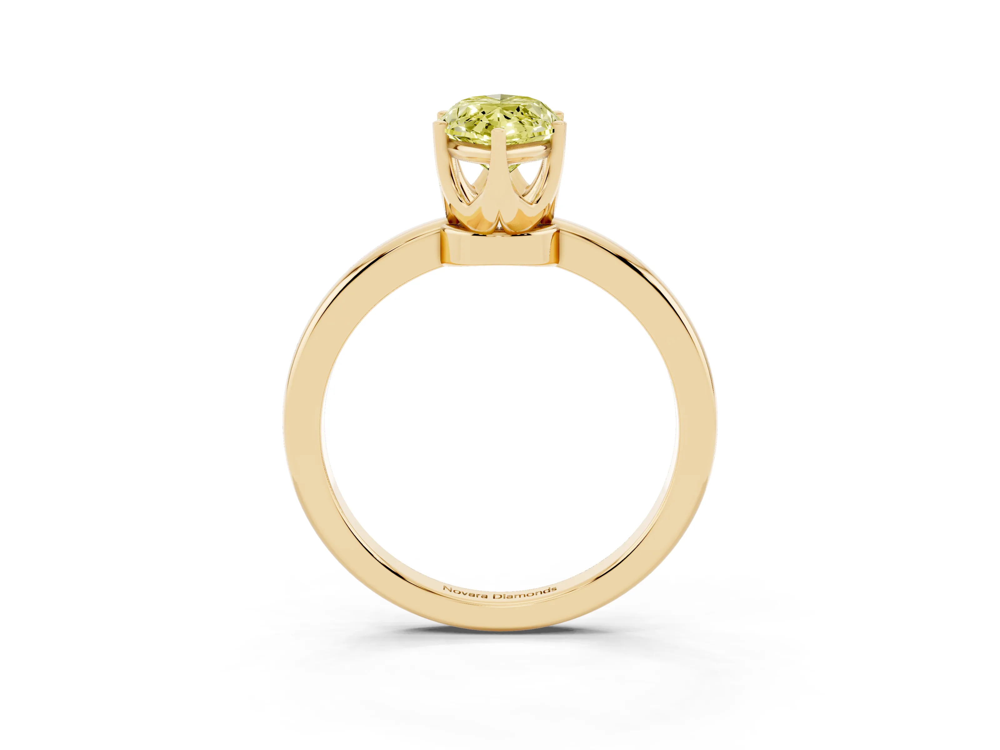 Fancy Yellow Marquise Cut Diamond Solitaire Ring Set in Yellow gold with Raised Prong Setting on a Classic Band