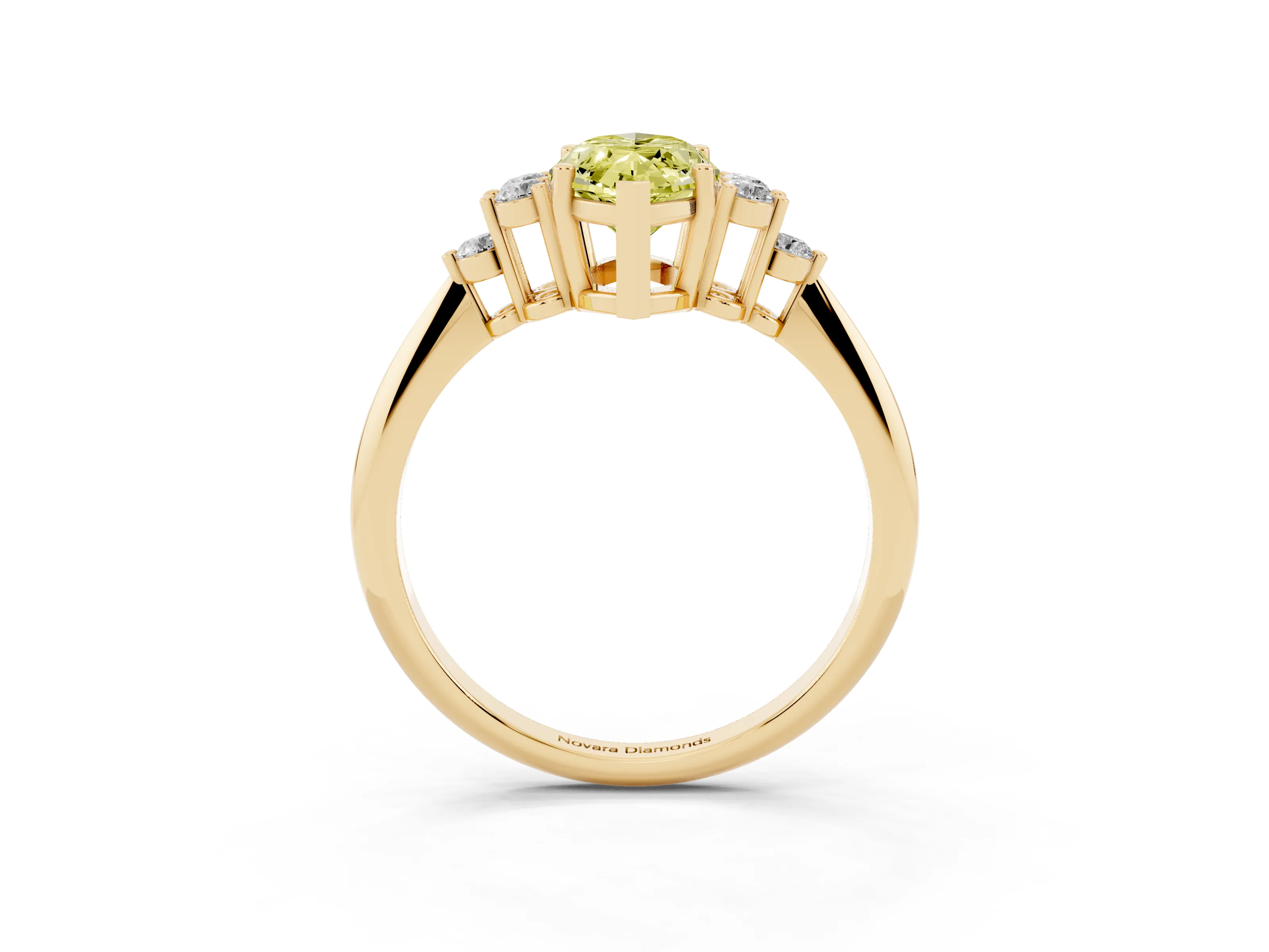 Fancy Yellow Marquise Cut Diamond Cluster Ring Set in Yellow gold with Plain Band and Prong Setting