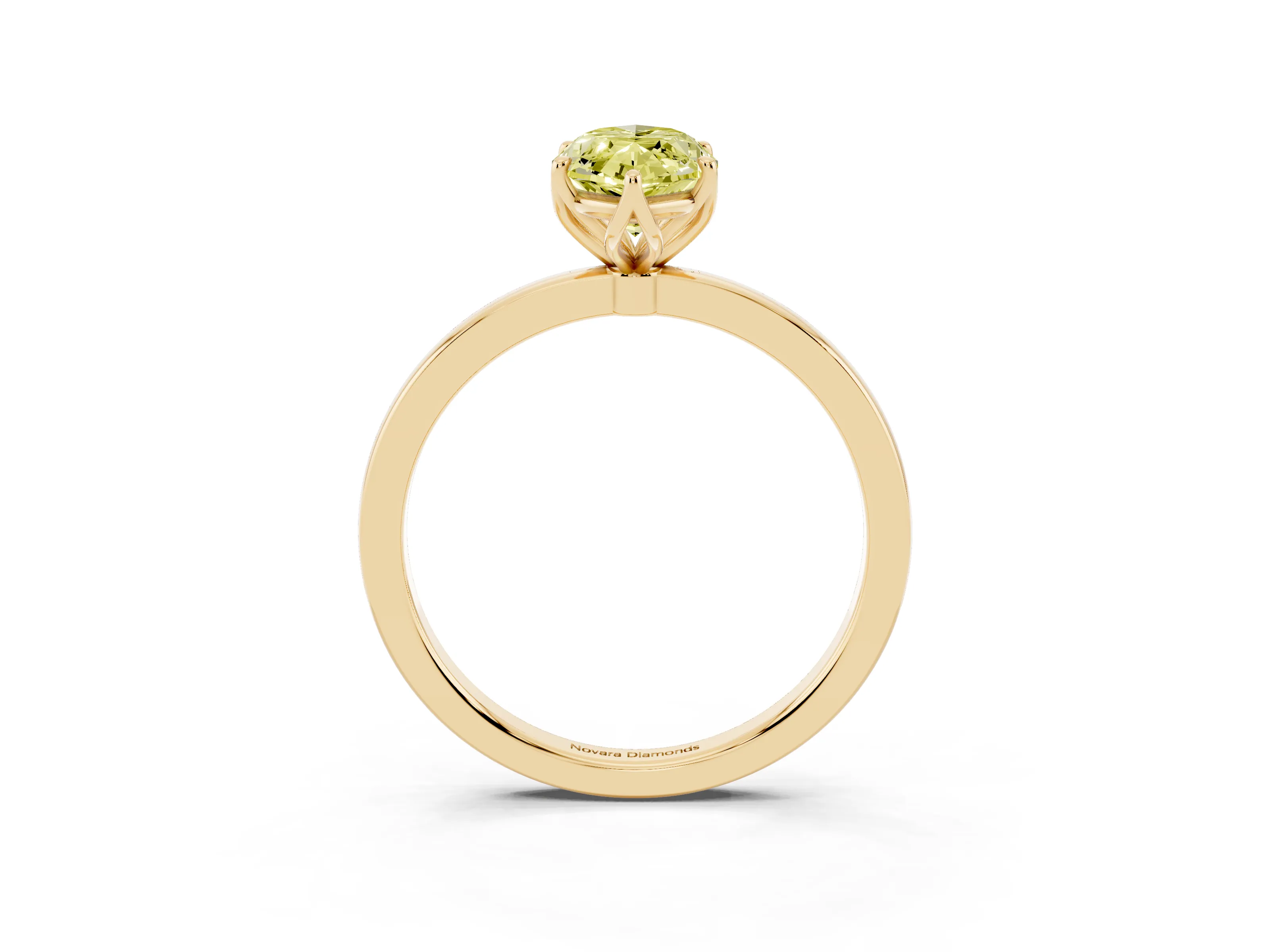 Fancy Yellow Marquise Cut Diamond Solitaire Ring Set in Yellow gold with Prong Setting and Thin Polished Band