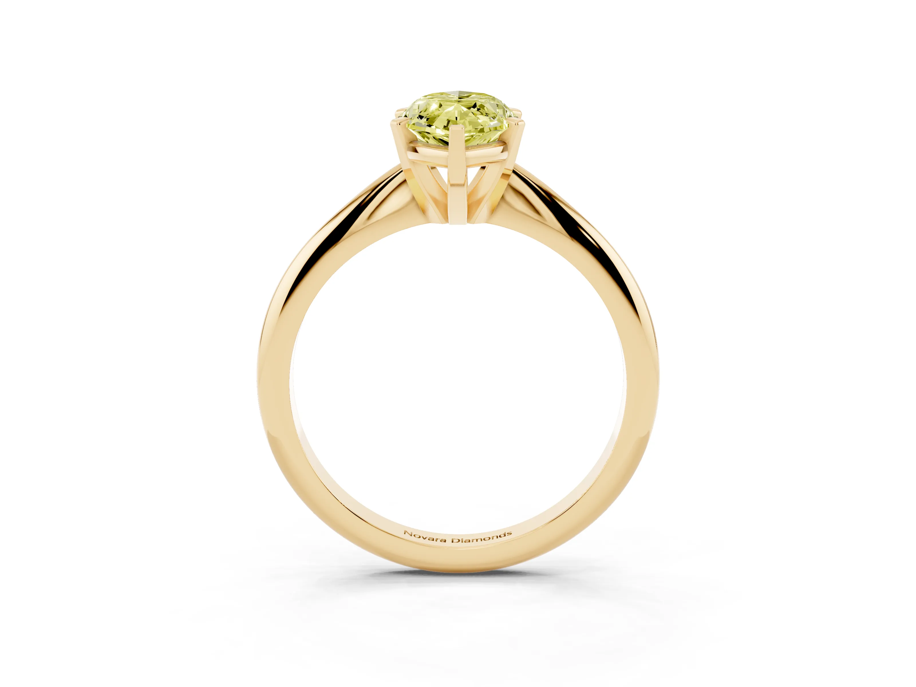 Fancy Yellow Marquise Cut Diamond Solitaire Ring Set in Yellow gold with Prong Setting on a Plain Round Band