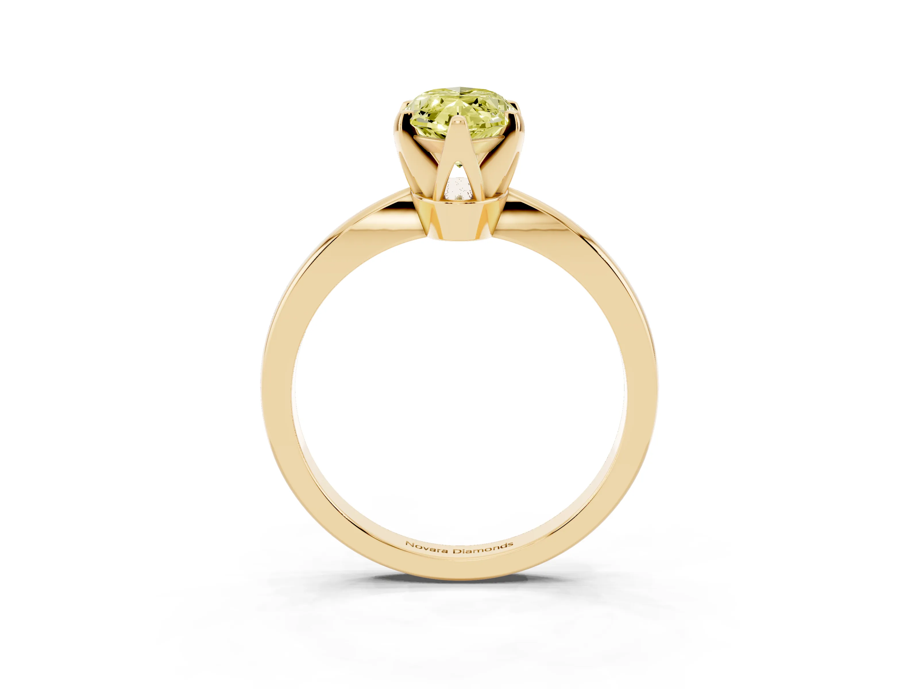 Fancy Yellow Marquise Cut Diamond Solitaire Engagement Ring Set in Yellow gold with Slim Tapered Solitaire Band