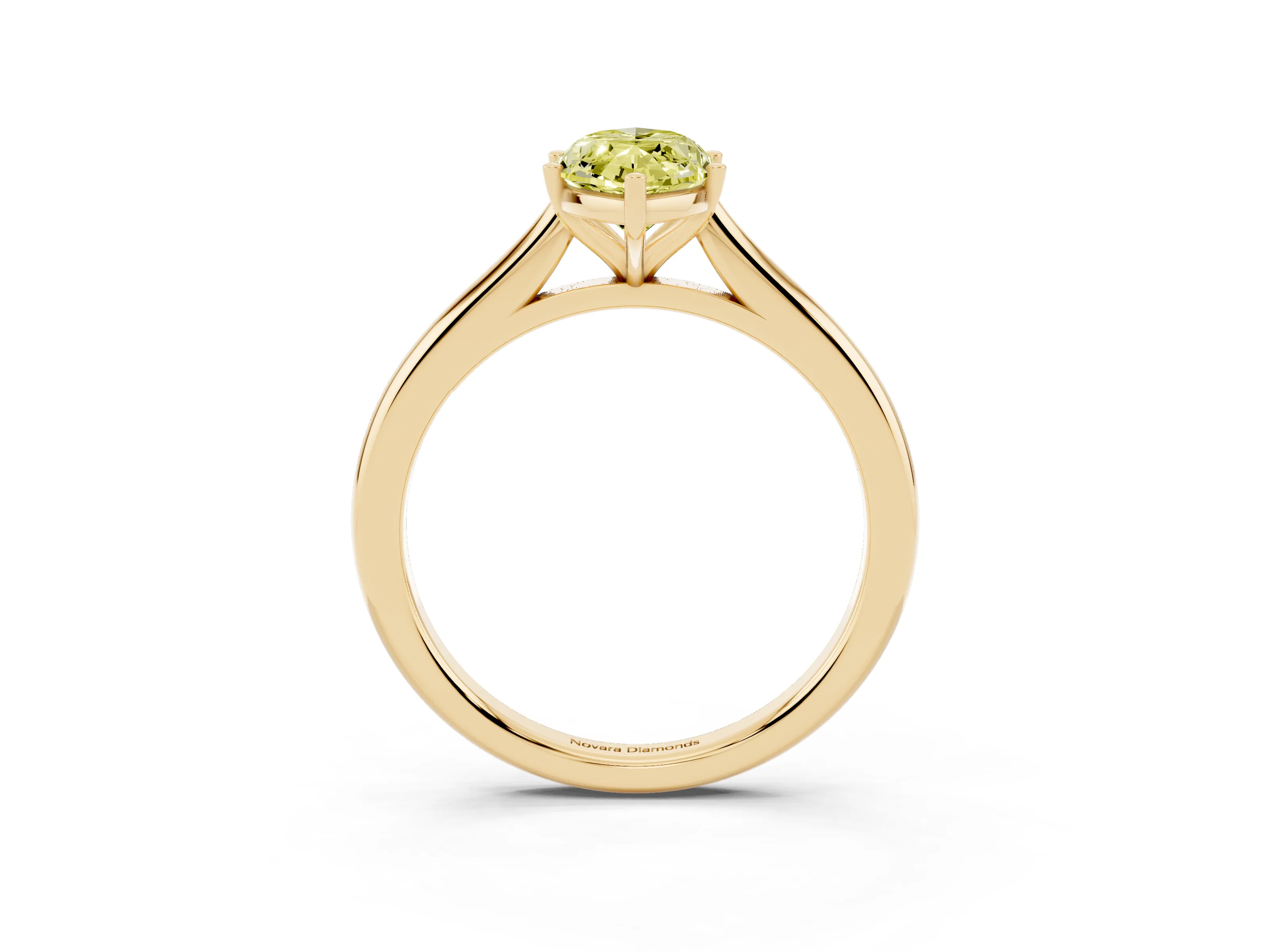 Fancy Yellow Marquise Cut Diamond Solitaire Ring Set in Yellow gold with Cathedral Band and Prong Setting