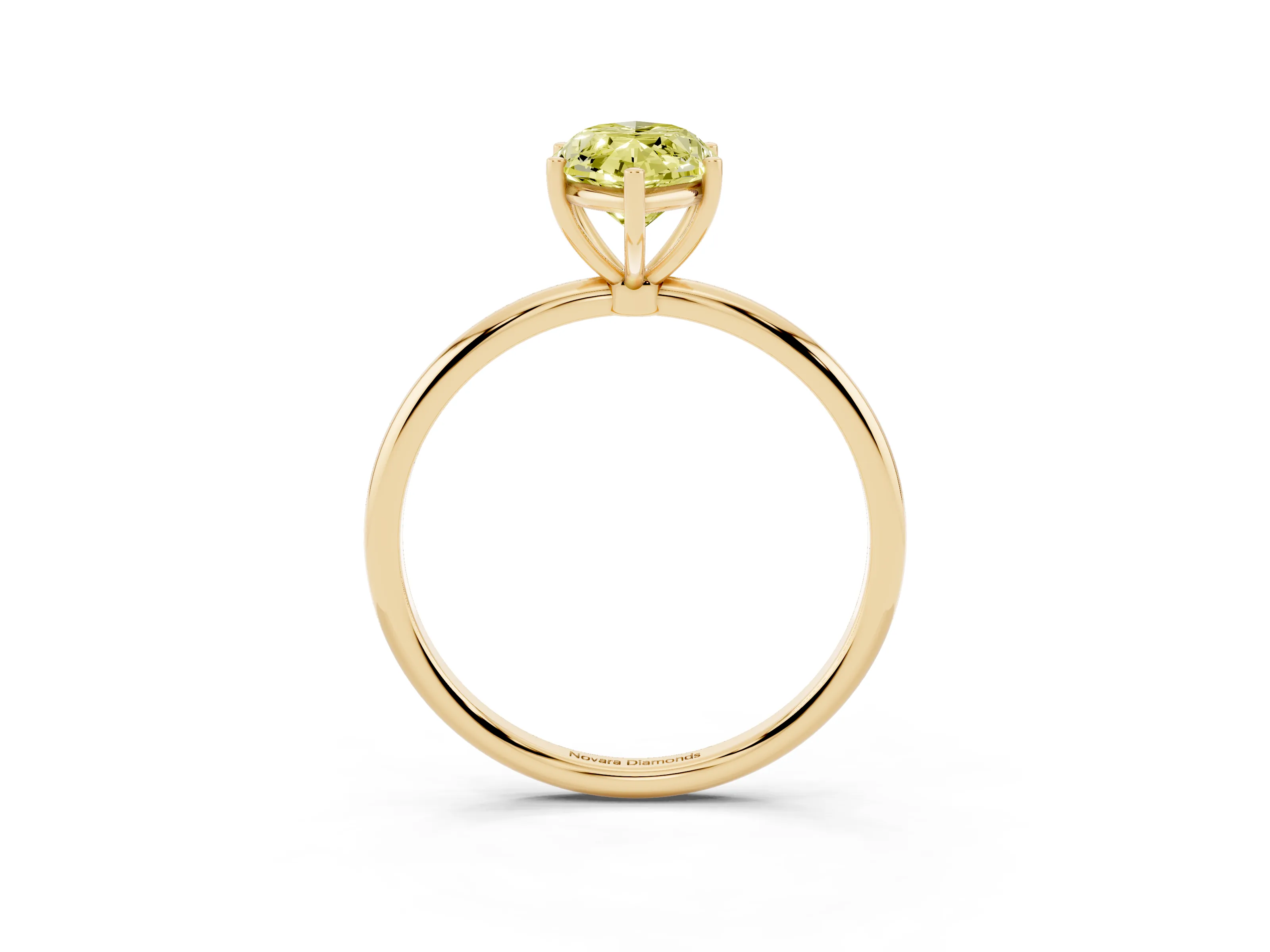 Fancy Yellow Marquise Cut Diamond Solitaire Engagement Ring Set in Yellow gold with Thin Band and Prong Setting