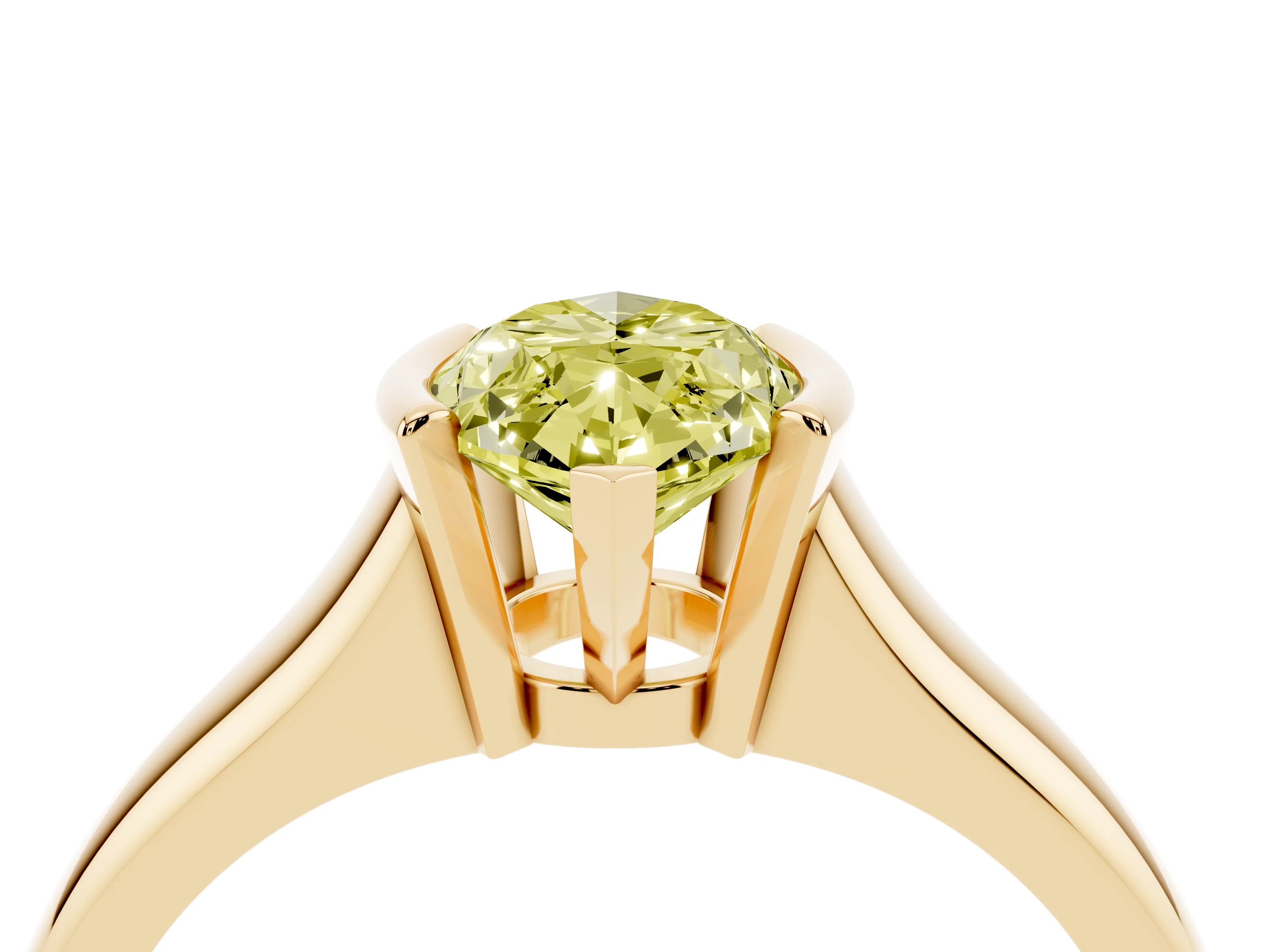 Fancy Yellow Marquise Cut Diamond Solitaire Tension Set Ring Set in Yellow gold with Split Shank Band