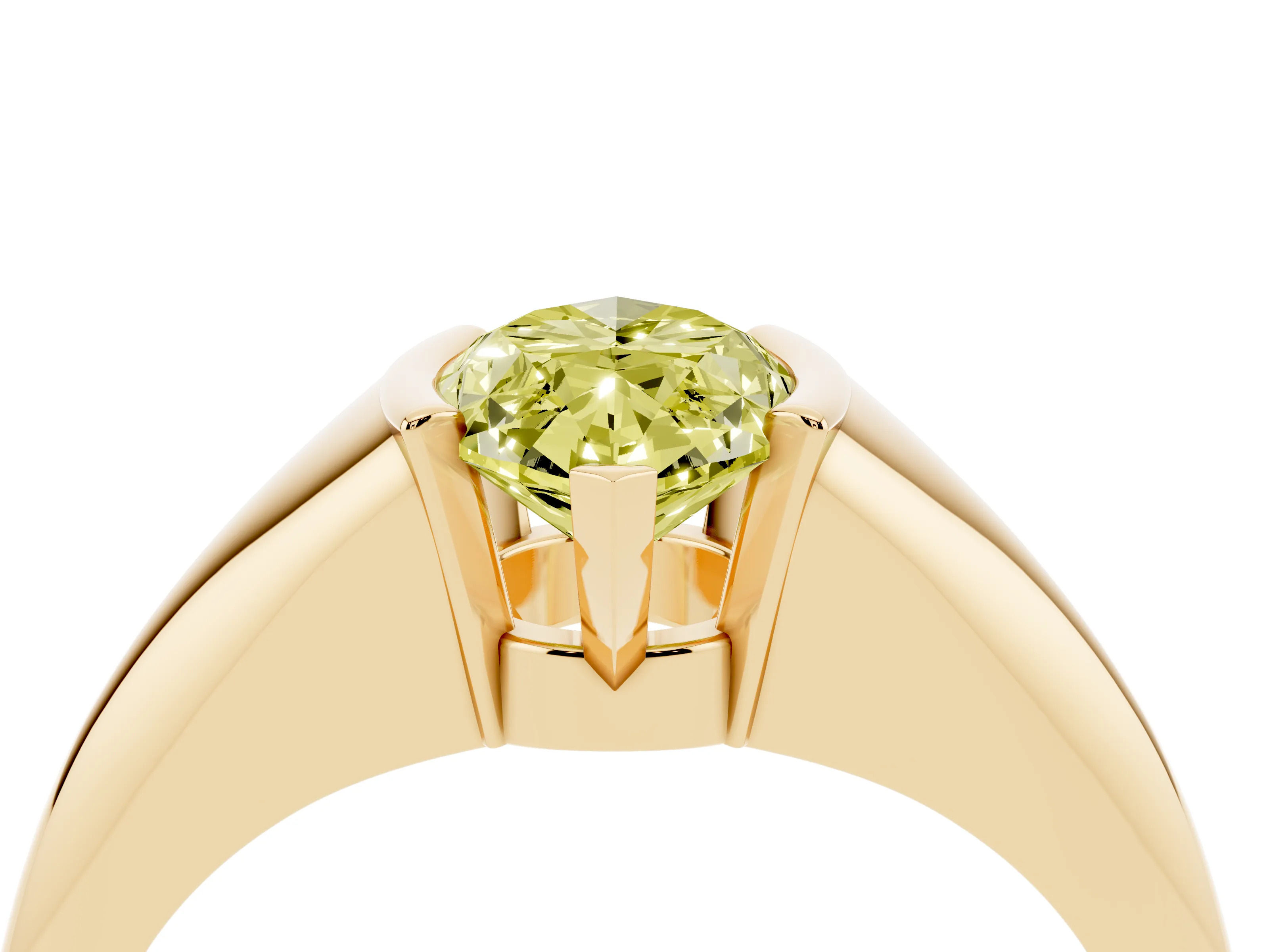 Fancy Yellow Marquise Cut Diamond Solitaire Tension Set Ring Set in Yellow gold