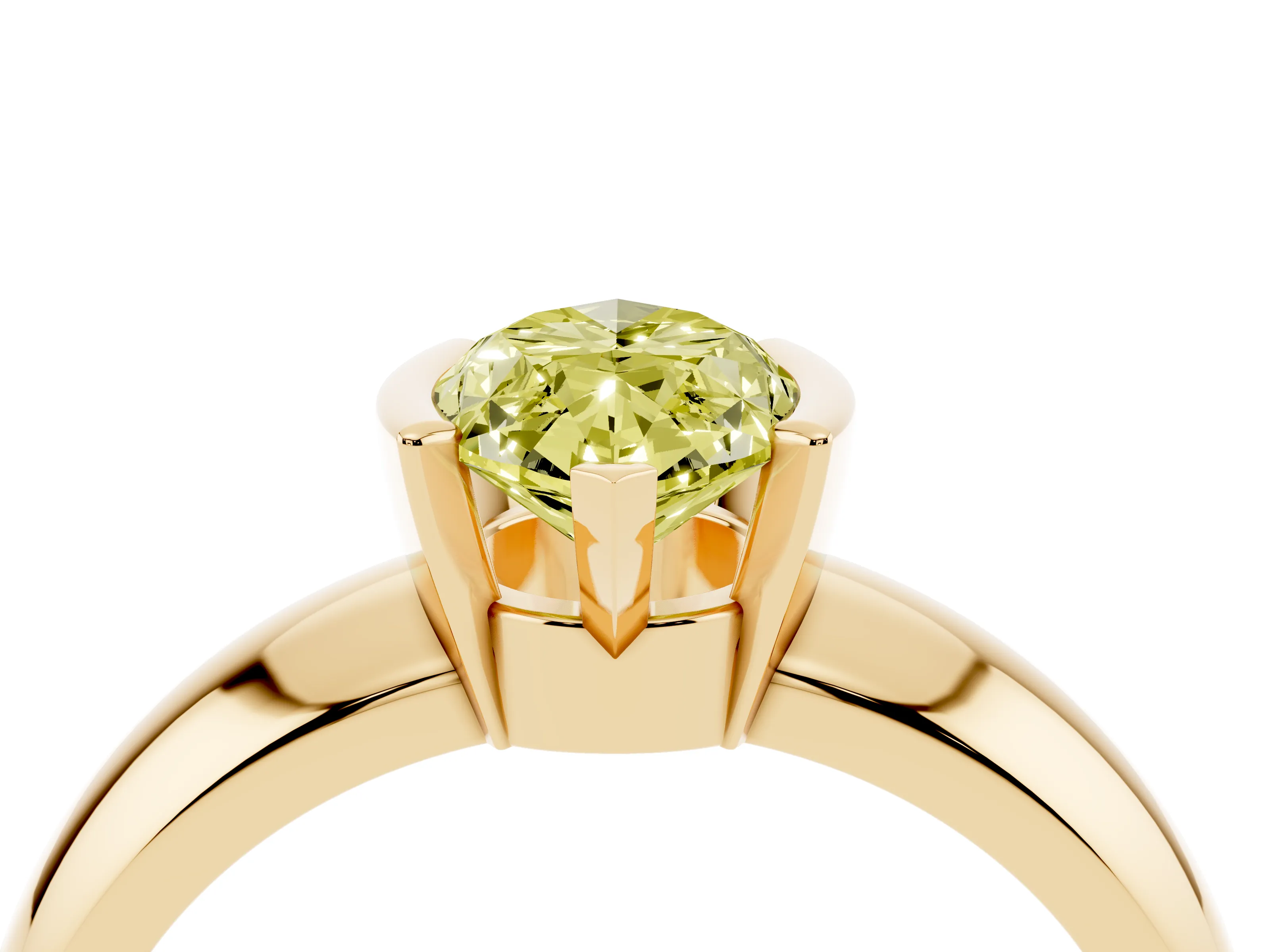 Fancy Yellow Marquise Cut Diamond Solitaire Tension Set Ring Set in Yellow gold with Wide Band