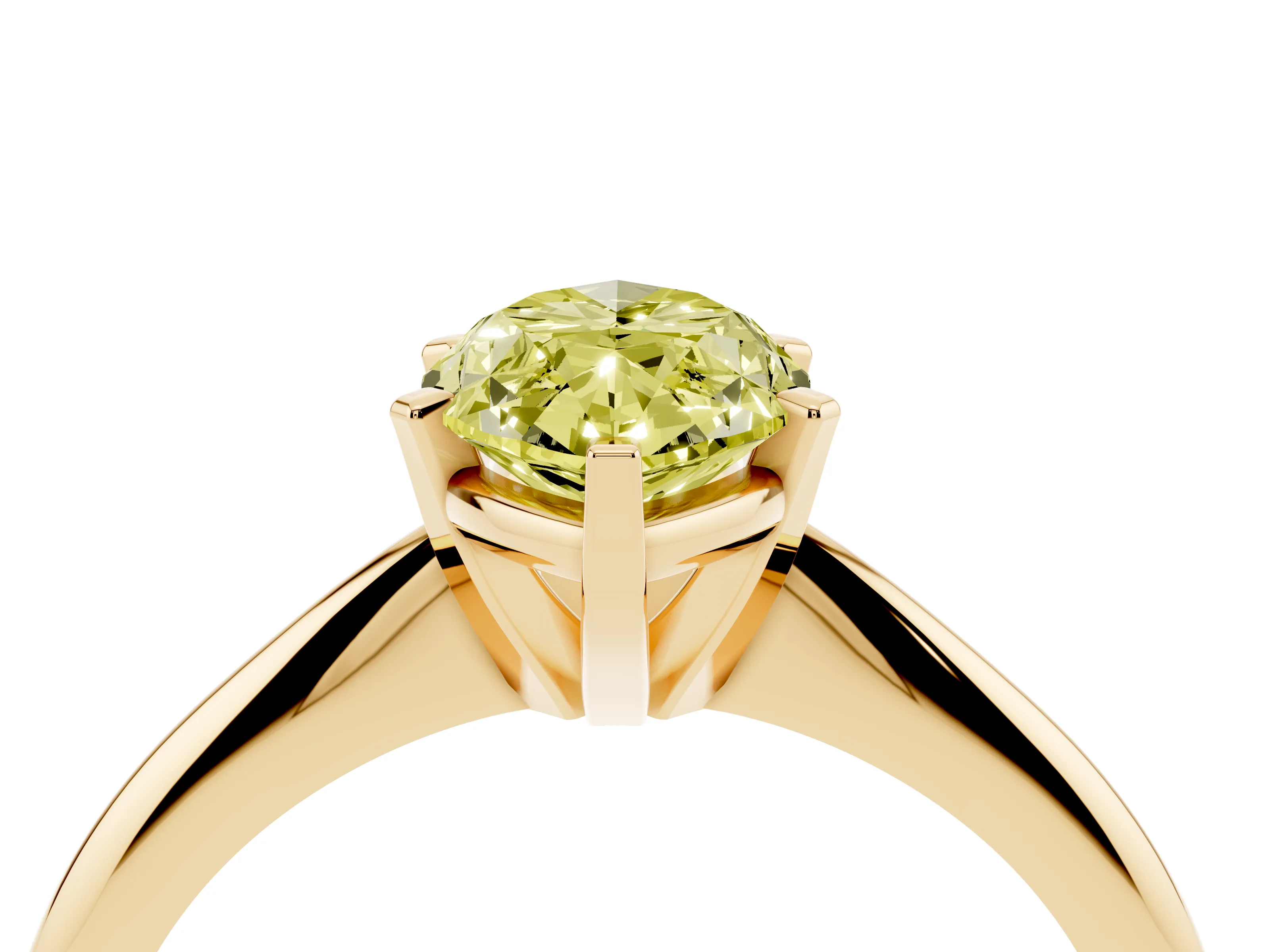 Fancy Yellow Marquise Cut Diamond Solitaire Ring Set in Yellow gold with Prong Setting on a Plain Round Band