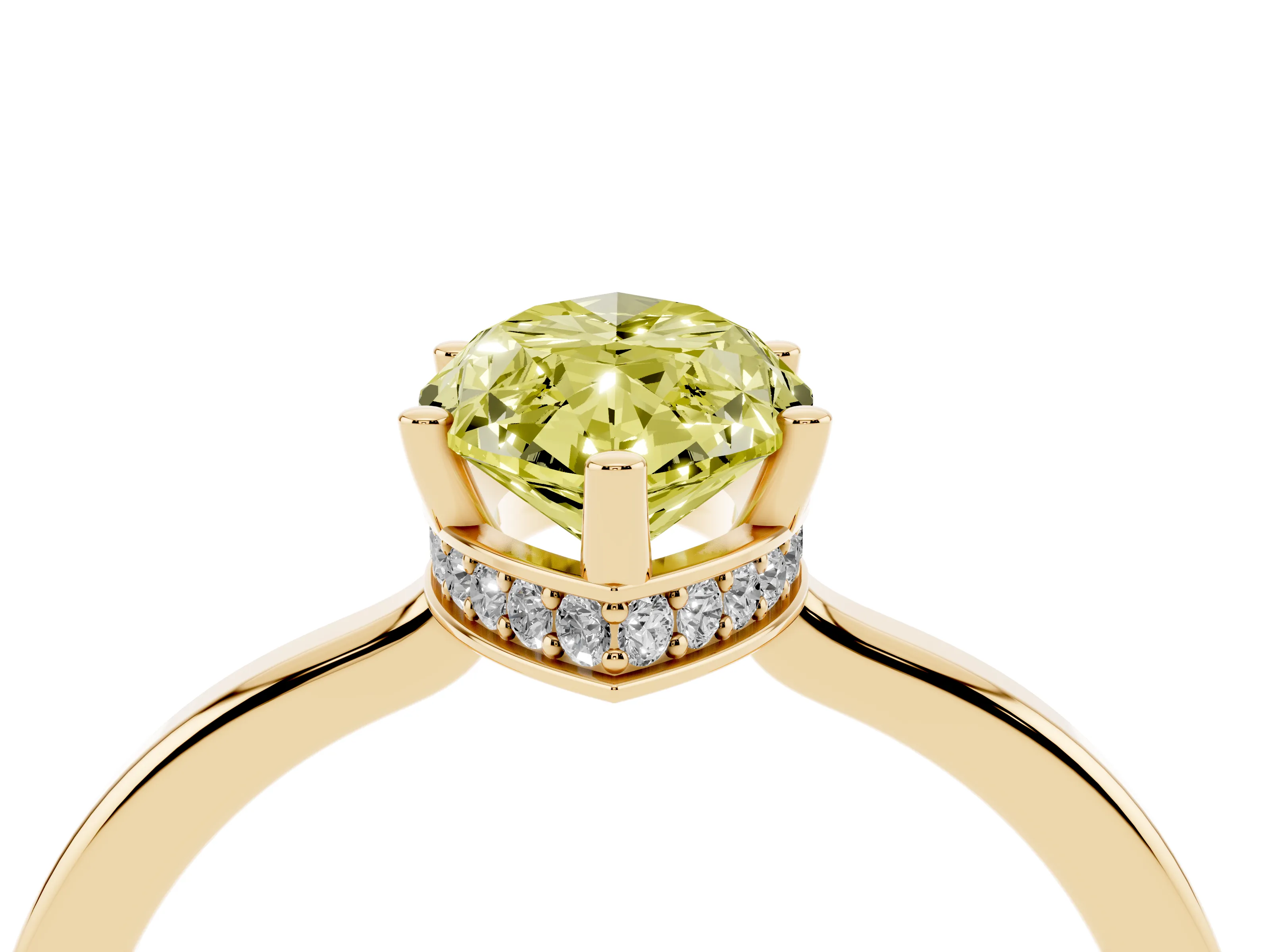 Fancy Yellow Marquise Cut Diamond Solitaire Engagement Ring Set in Yellow gold with Prong Setting on a Plain Band