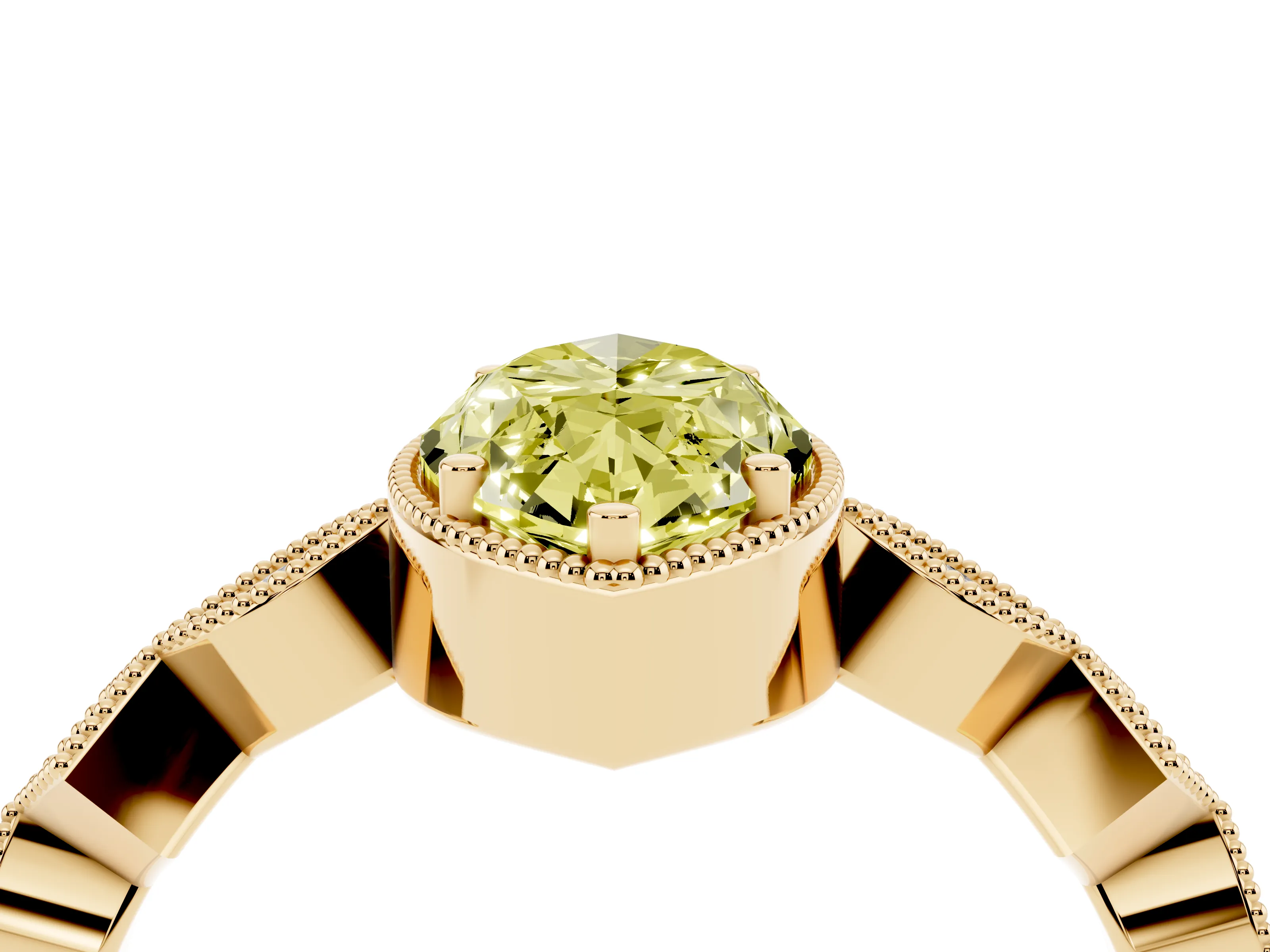 Fancy Yellow Marquise Cut Diamond Milgrain Marquise Twist Band Ring Set in Yellow gold with Prong Setting