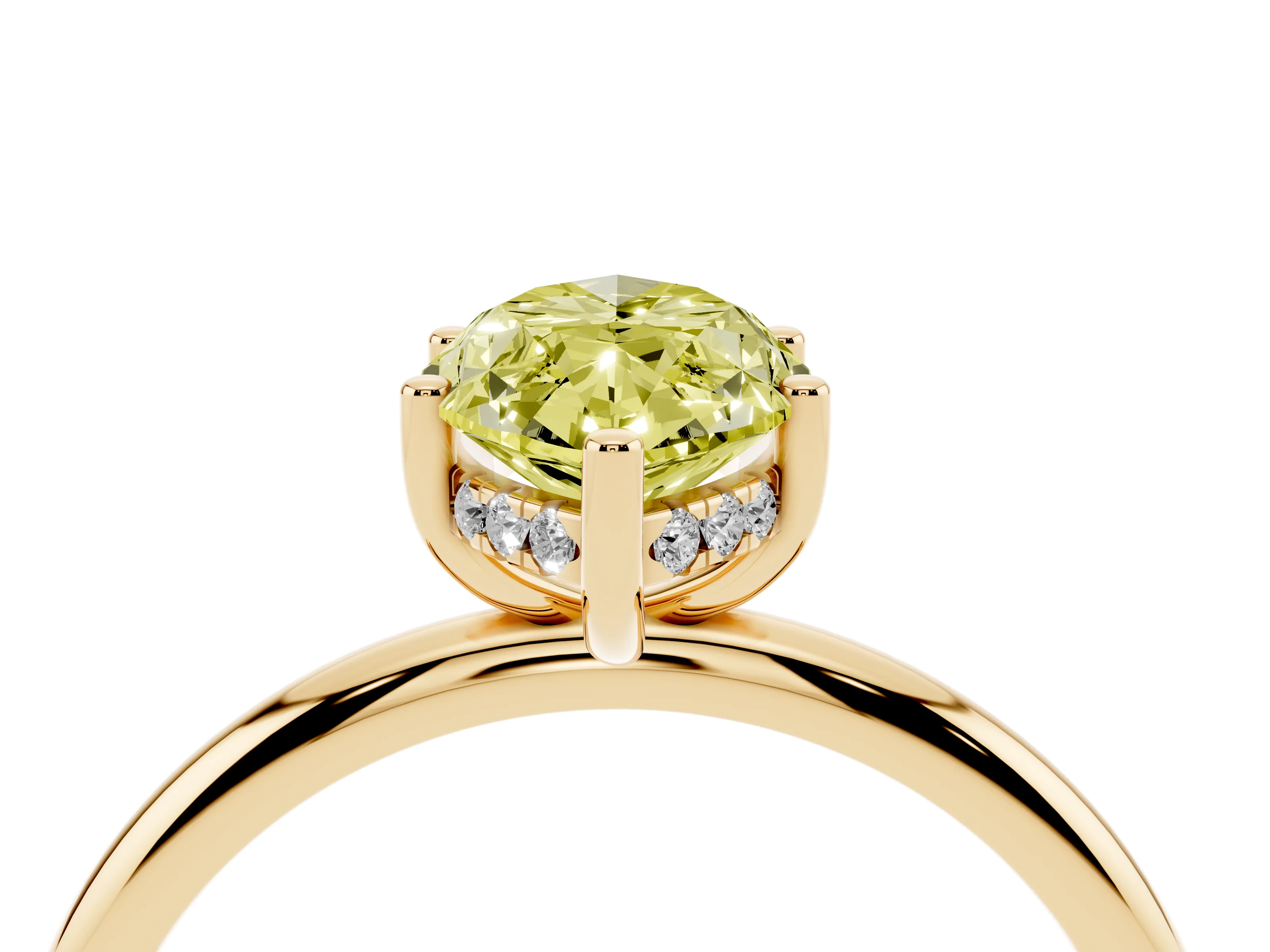 Fancy Yellow Marquise Cut Diamond Solitaire Engagement Ring Set in Yellow gold with Prong Setting and Polished Band