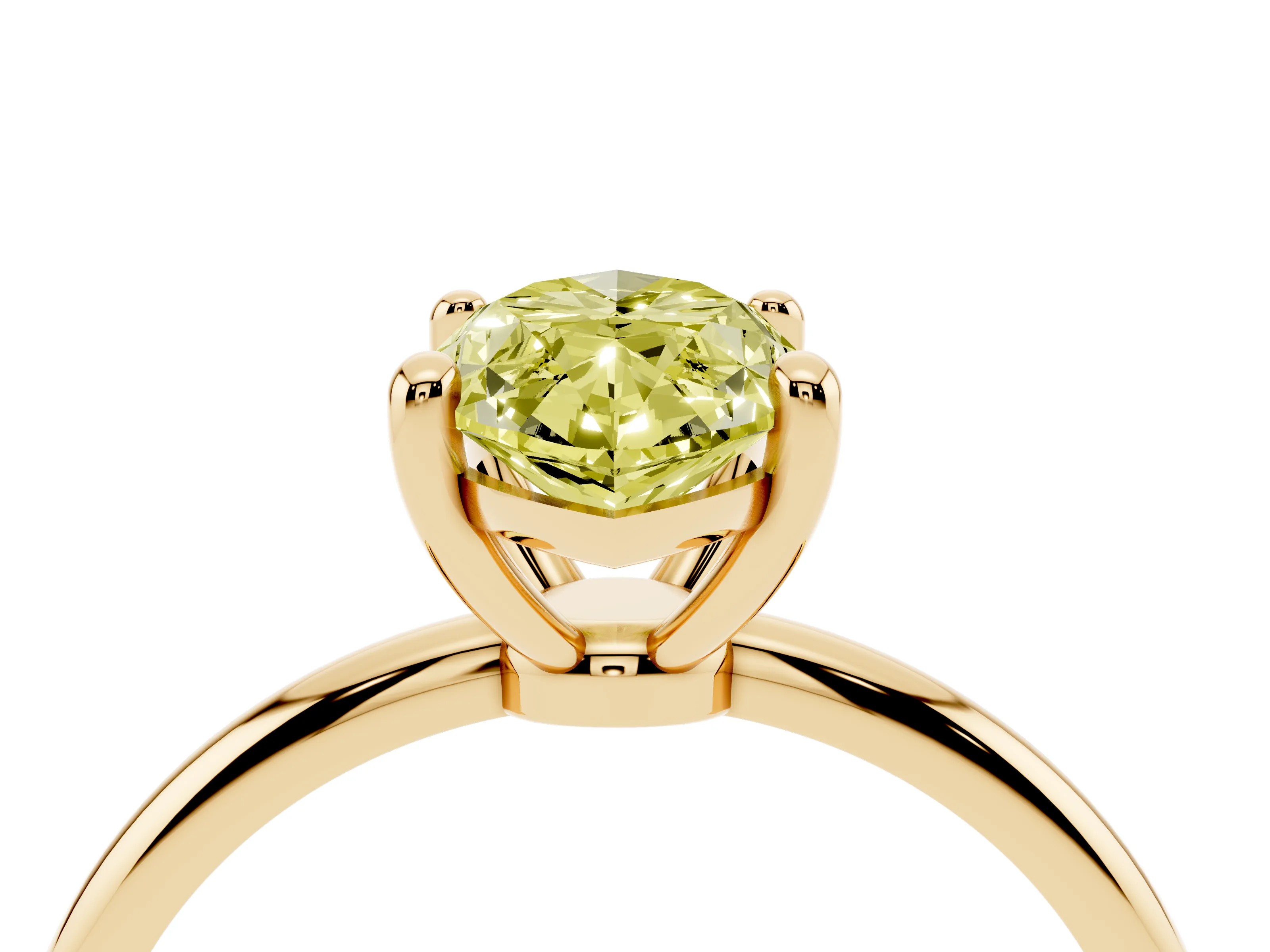 Fancy Yellow Marquise Cut Diamond Solitaire Ring Set in Yellow gold with Secure Prong Setting on a Classic Band