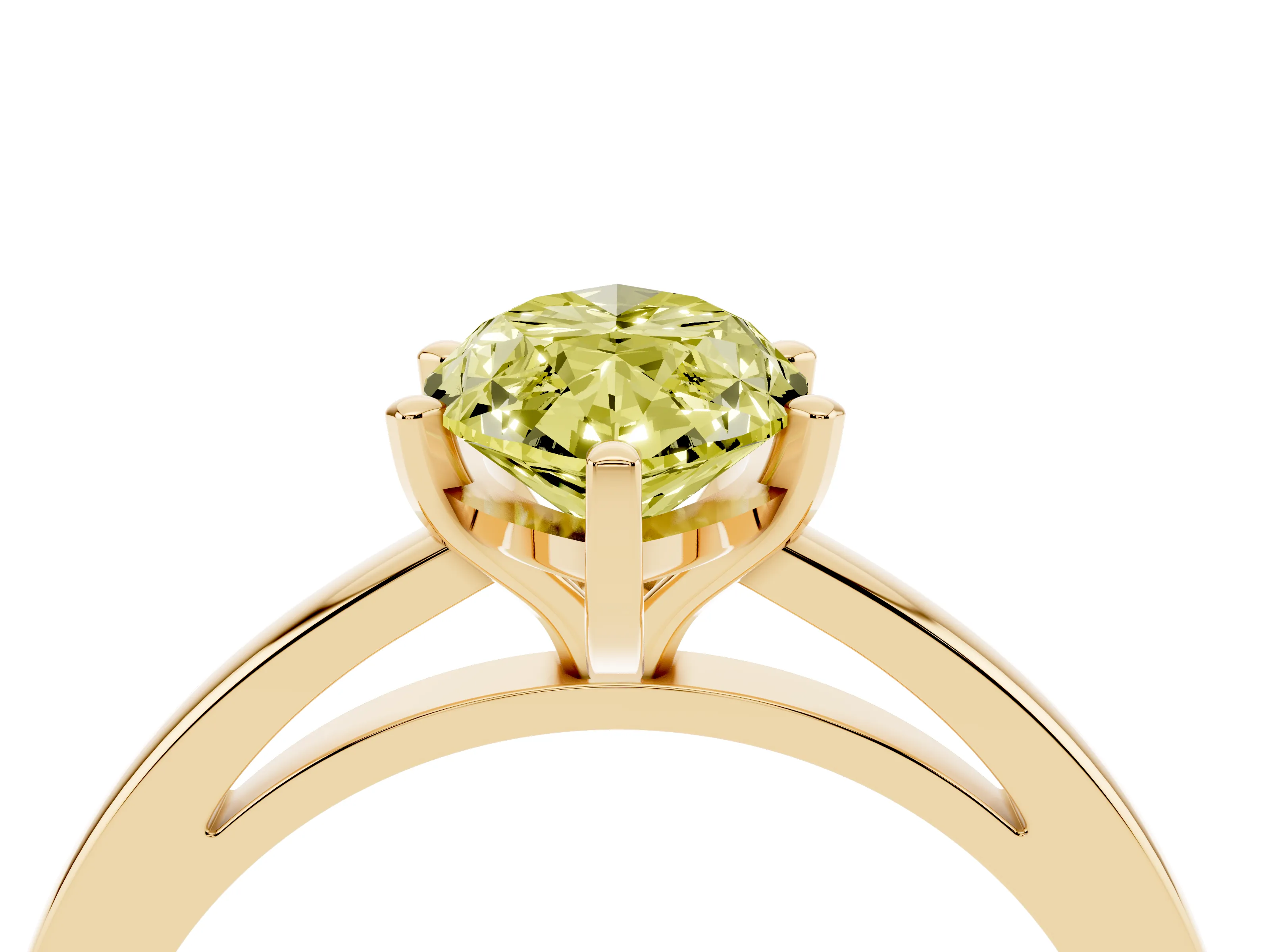 Fancy Yellow Marquise Cut Diamond Solitaire Engagement Ring Set in Yellow gold with Prong Setting on a Classic Band