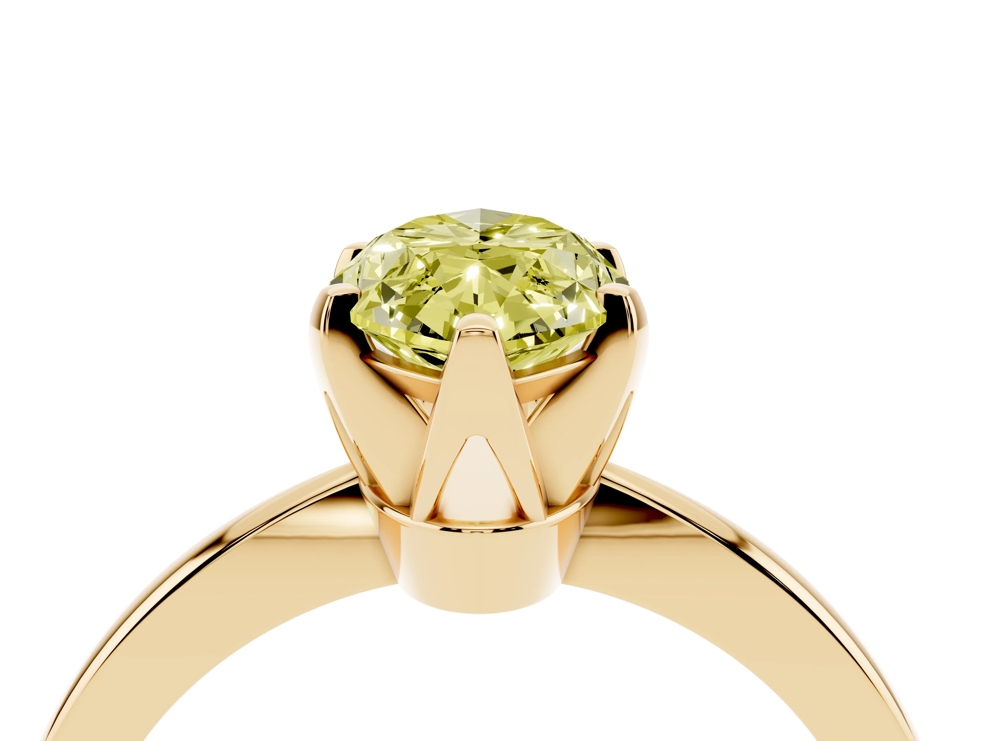 Fancy Yellow Marquise Cut Diamond Solitaire Engagement Ring Set in Yellow gold with Slim Tapered Solitaire Band
