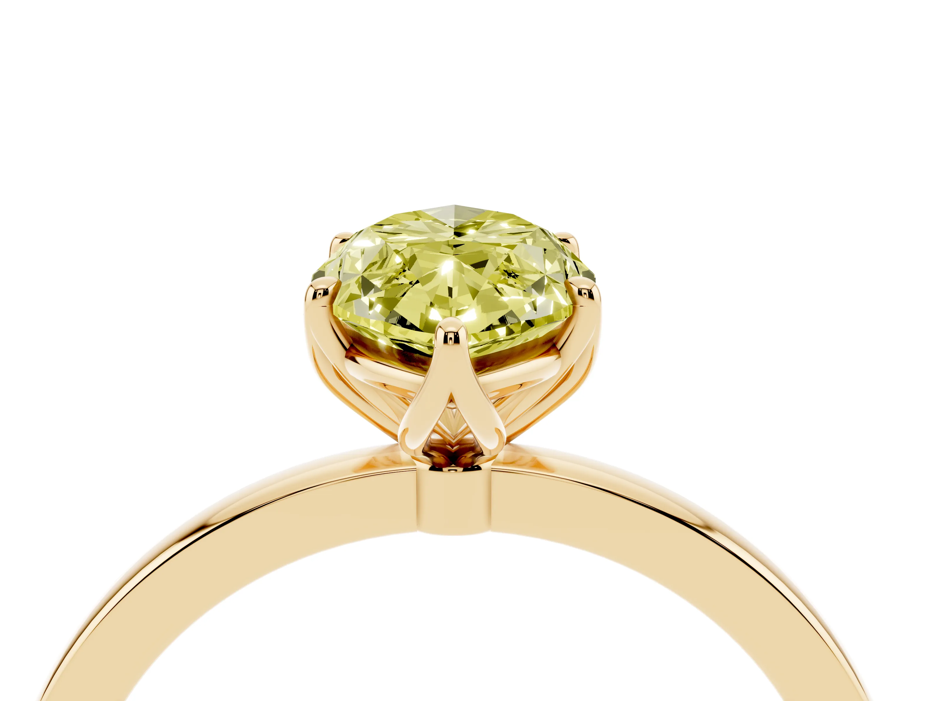 Fancy Yellow Marquise Cut Diamond Solitaire Ring Set in Yellow gold with Prong Setting and Thin Polished Band