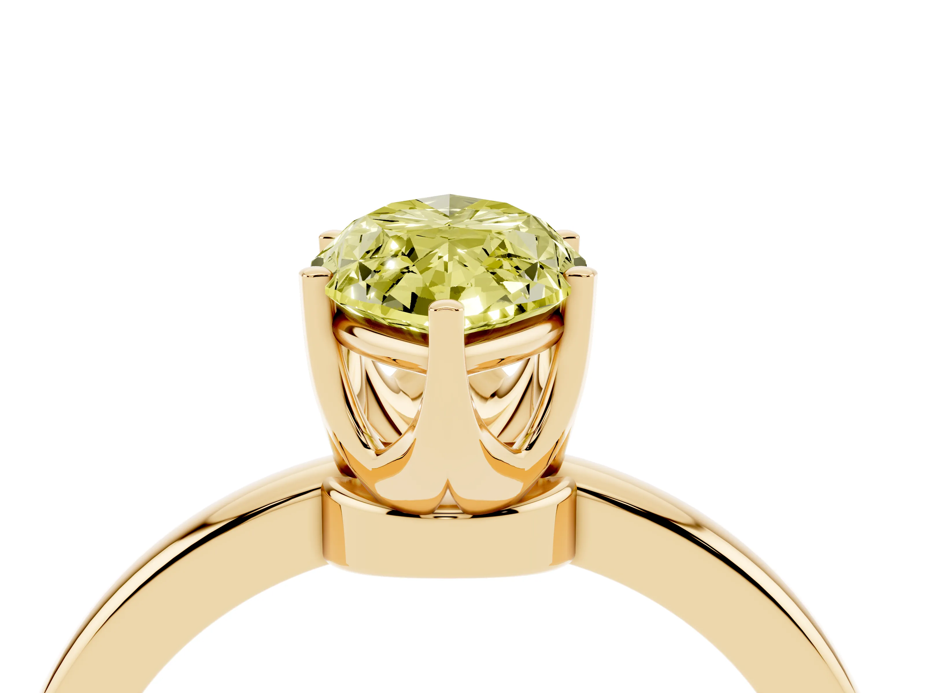 Fancy Yellow Marquise Cut Diamond Solitaire Ring Set in Yellow gold with Raised Prong Setting on a Classic Band
