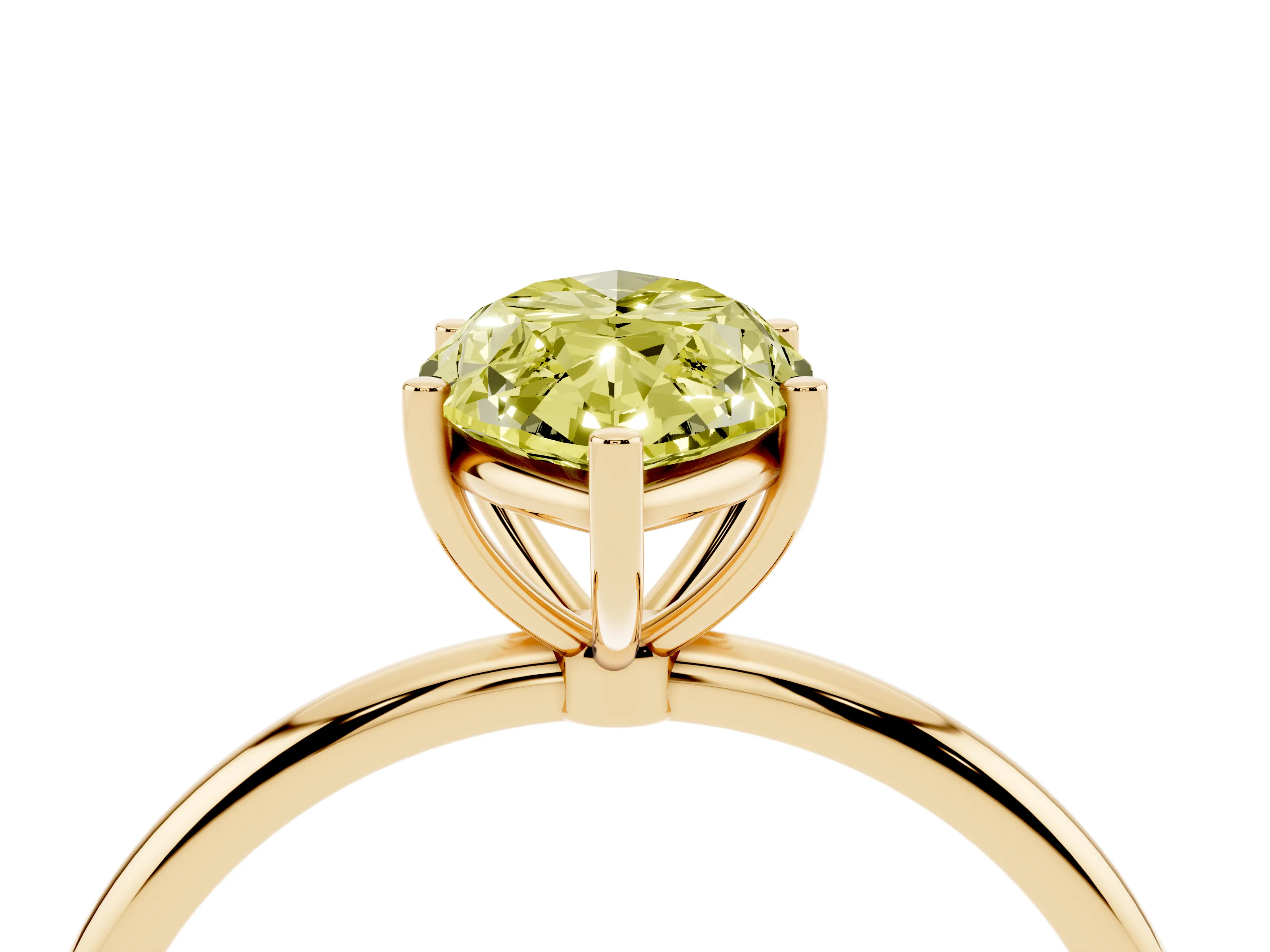Fancy Yellow Marquise Cut Diamond Solitaire Engagement Ring Set in Yellow gold with Thin Band and Prong Setting