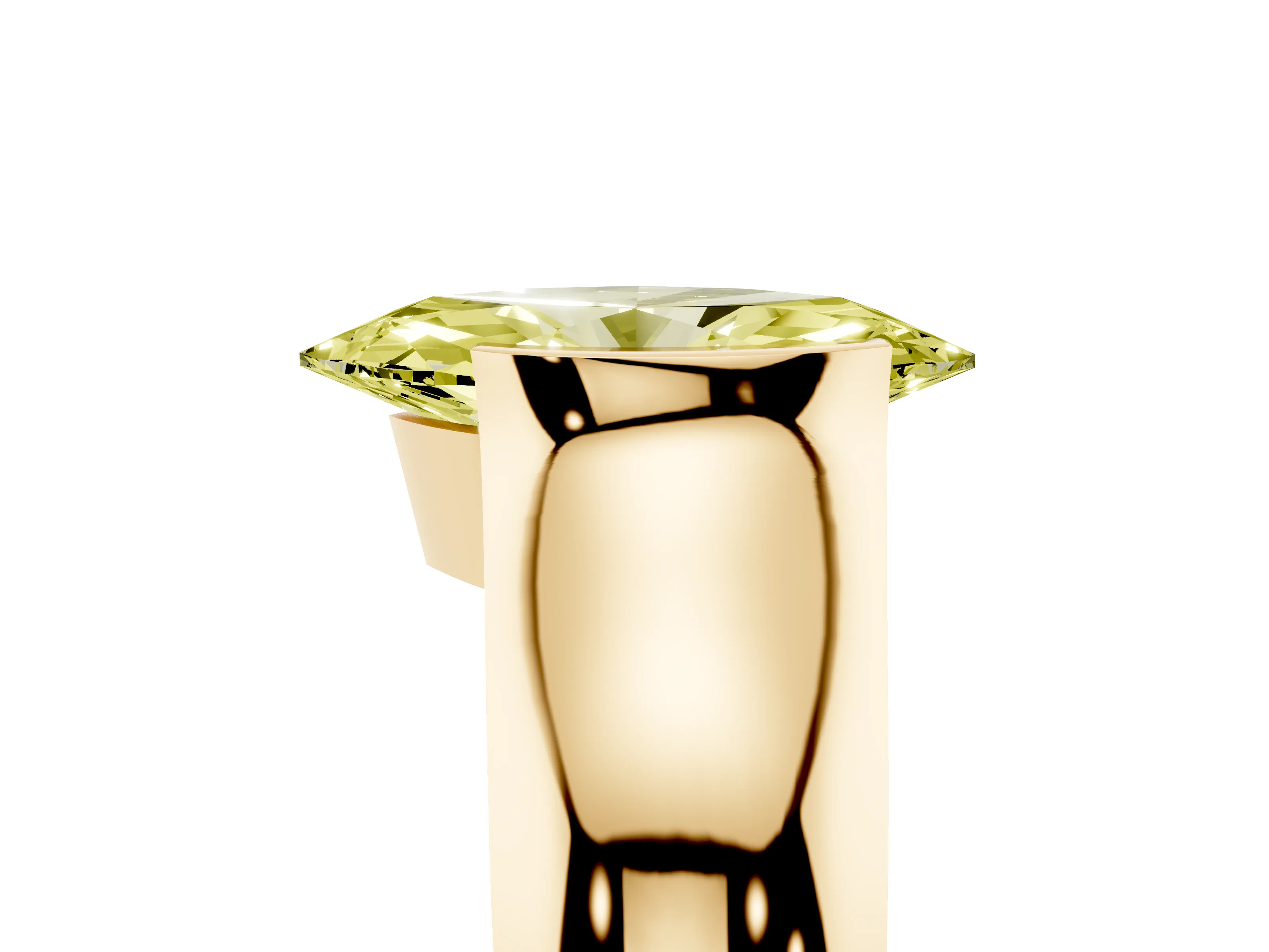 Fancy Yellow Marquise Cut Diamond Bezel Solitaire Ring Set in Yellow gold with Wide Band