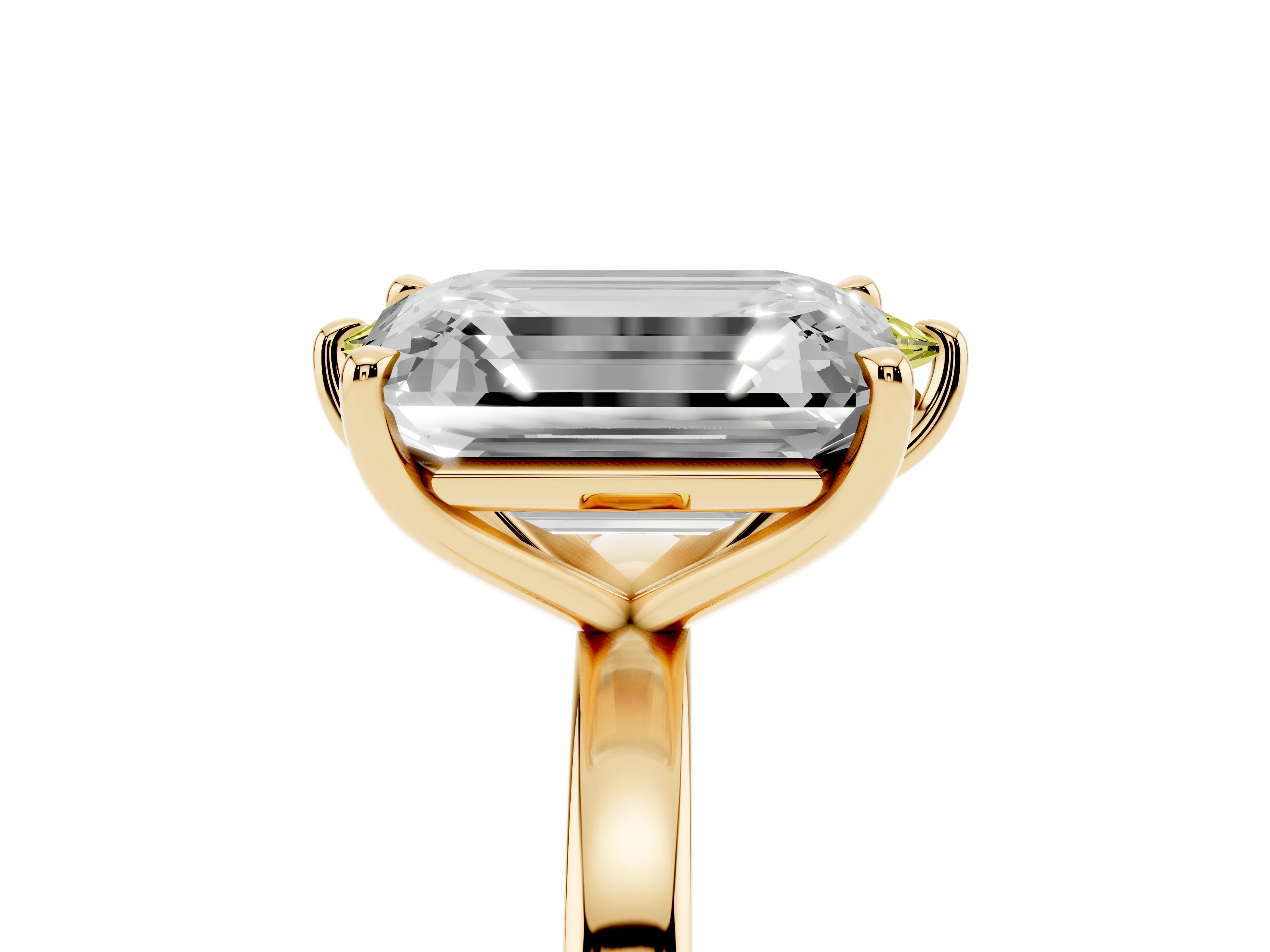 Fancy Yellow Marquise Cut and Emerald Cut Toi Moi Ring Set in Yellow gold with Prong Setting