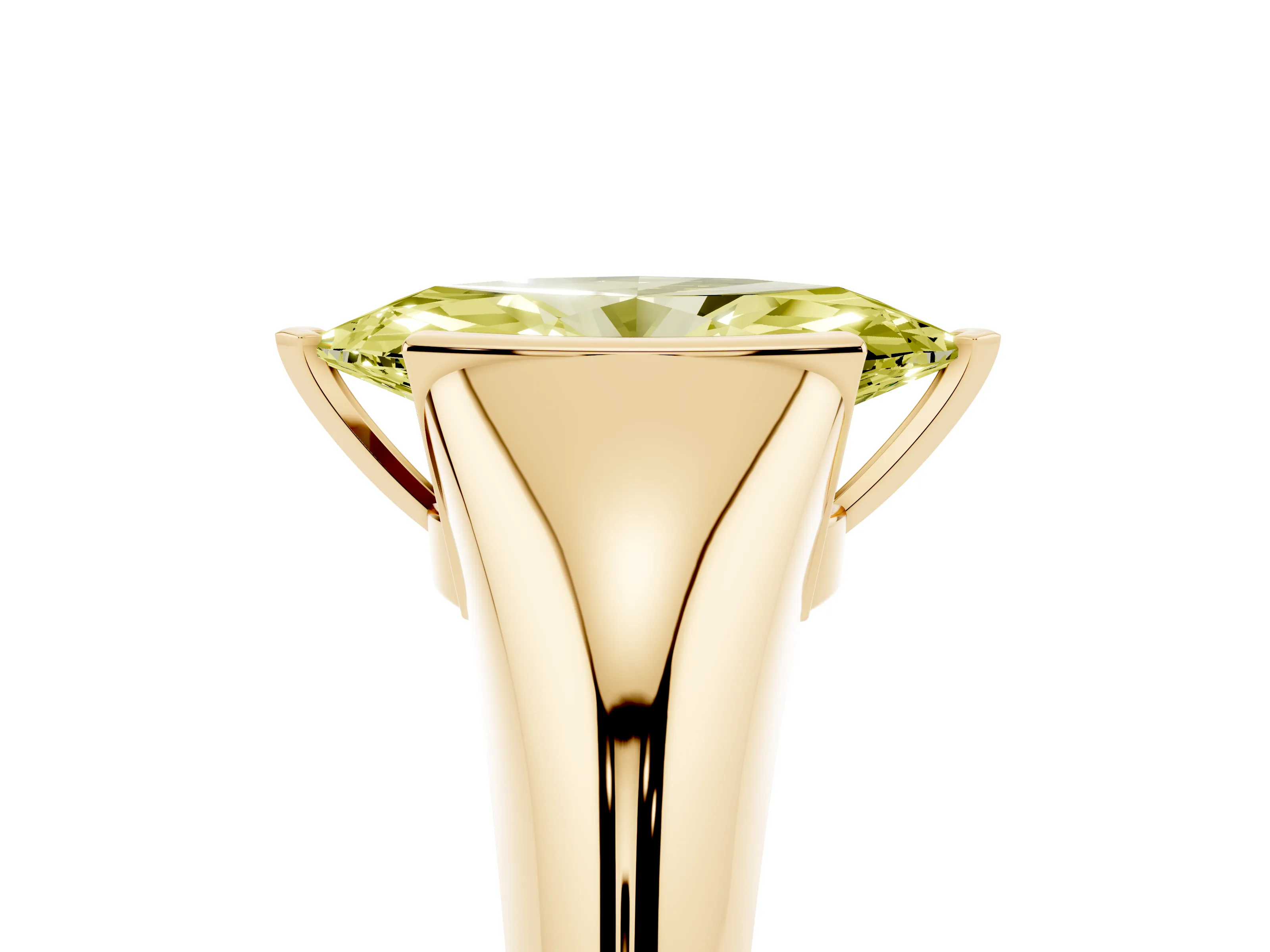 Fancy Yellow Marquise Cut Diamond Solitaire Tension Set Ring Set in Yellow gold