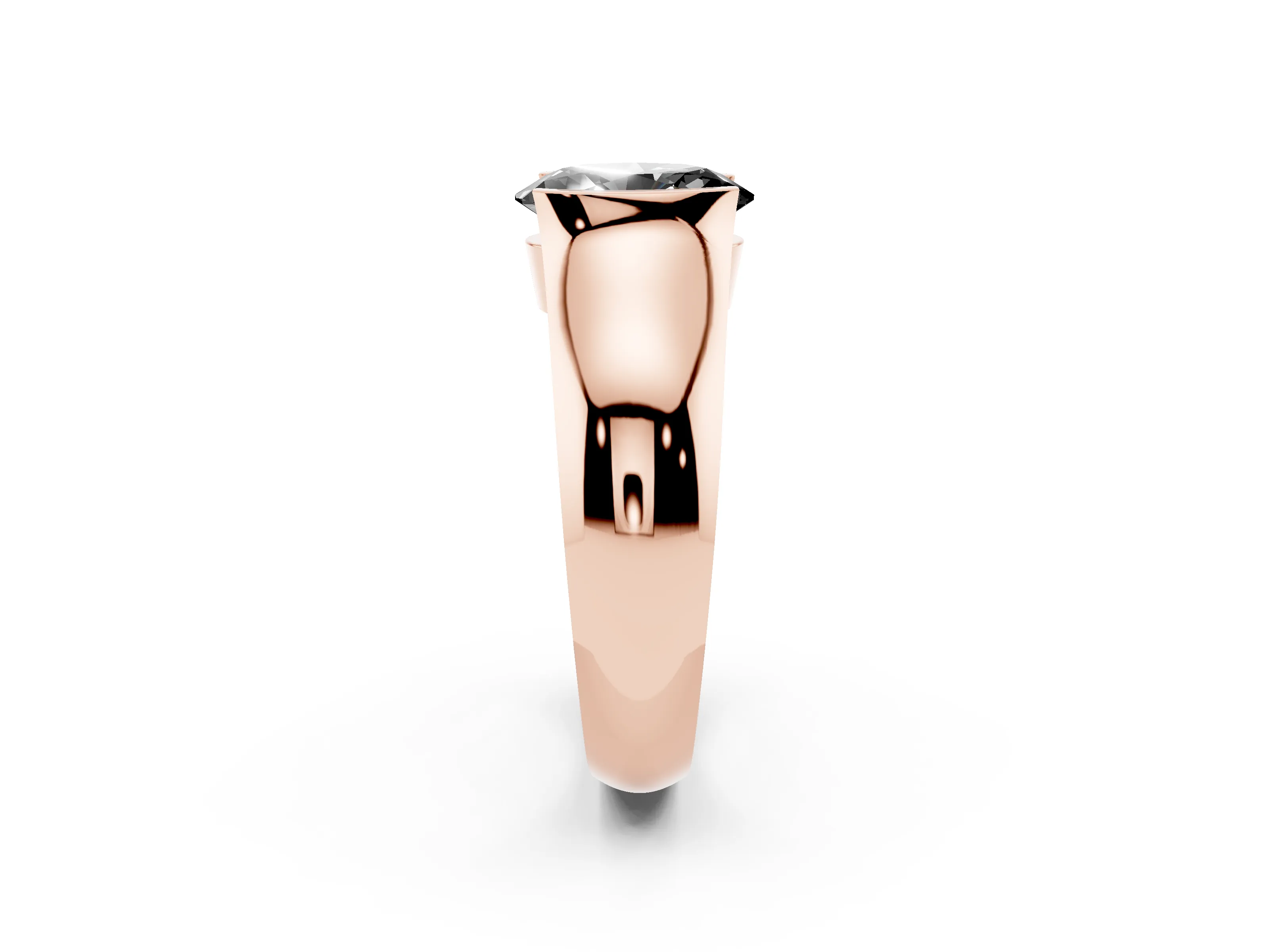 Fancy Black Oval Cut Diamond Bezel Solitaire Ring Set in Rose gold with Wide Band